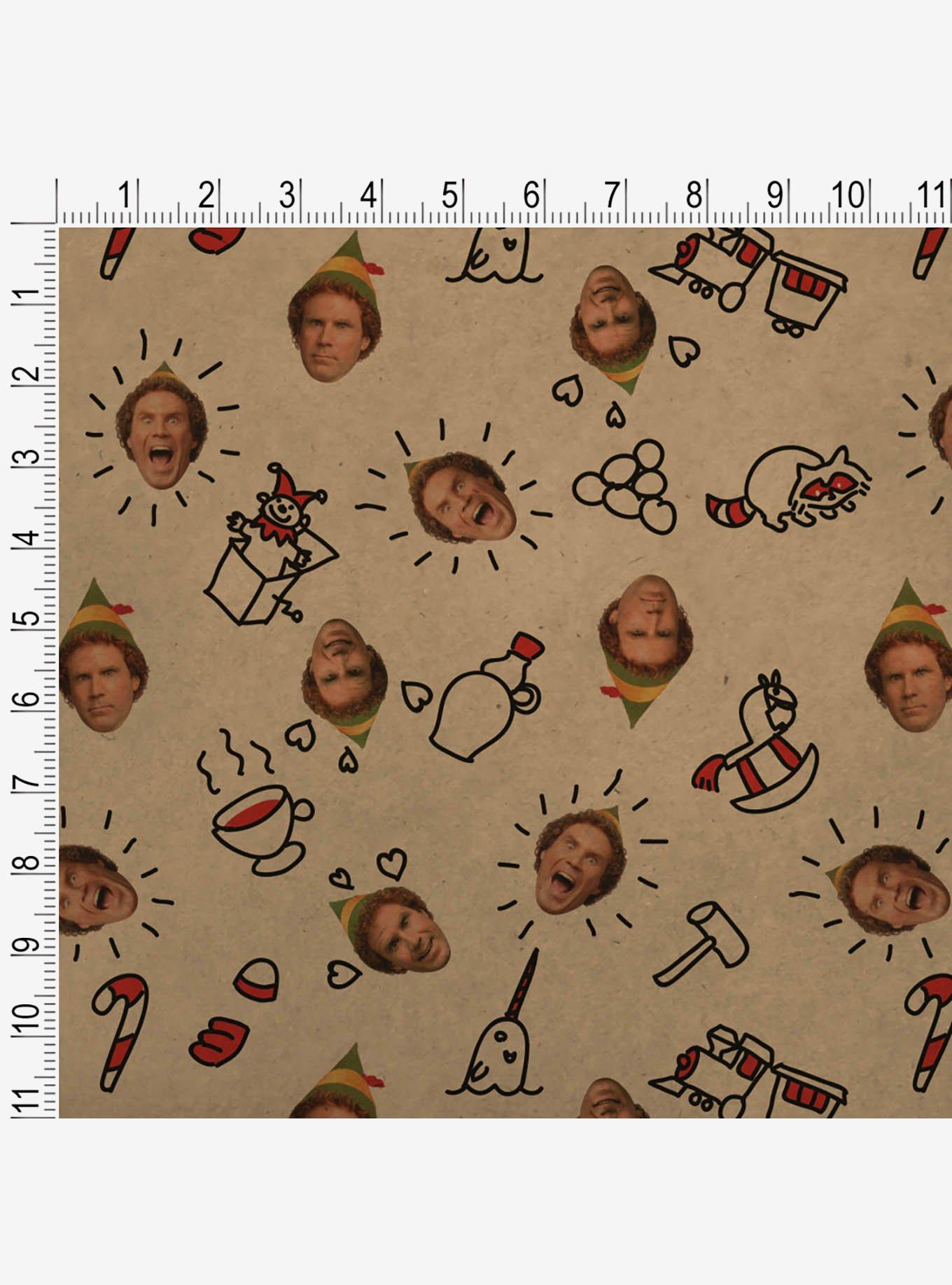 Elf Movie Buddy Head Pattern Kraft Wrapping Paper, , alternate