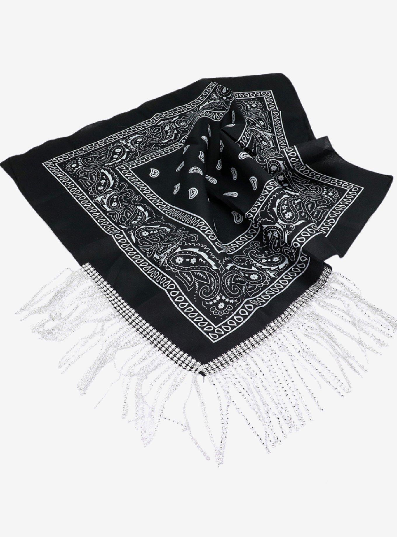 Black Bandana with Rhinestone Fringe, , hi-res