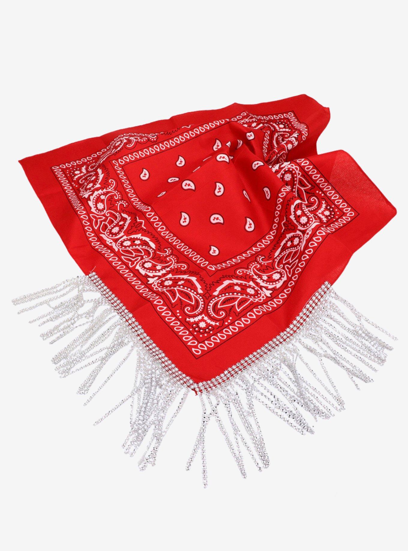 Red Bandana with Rhinestone Fringe, , hi-res