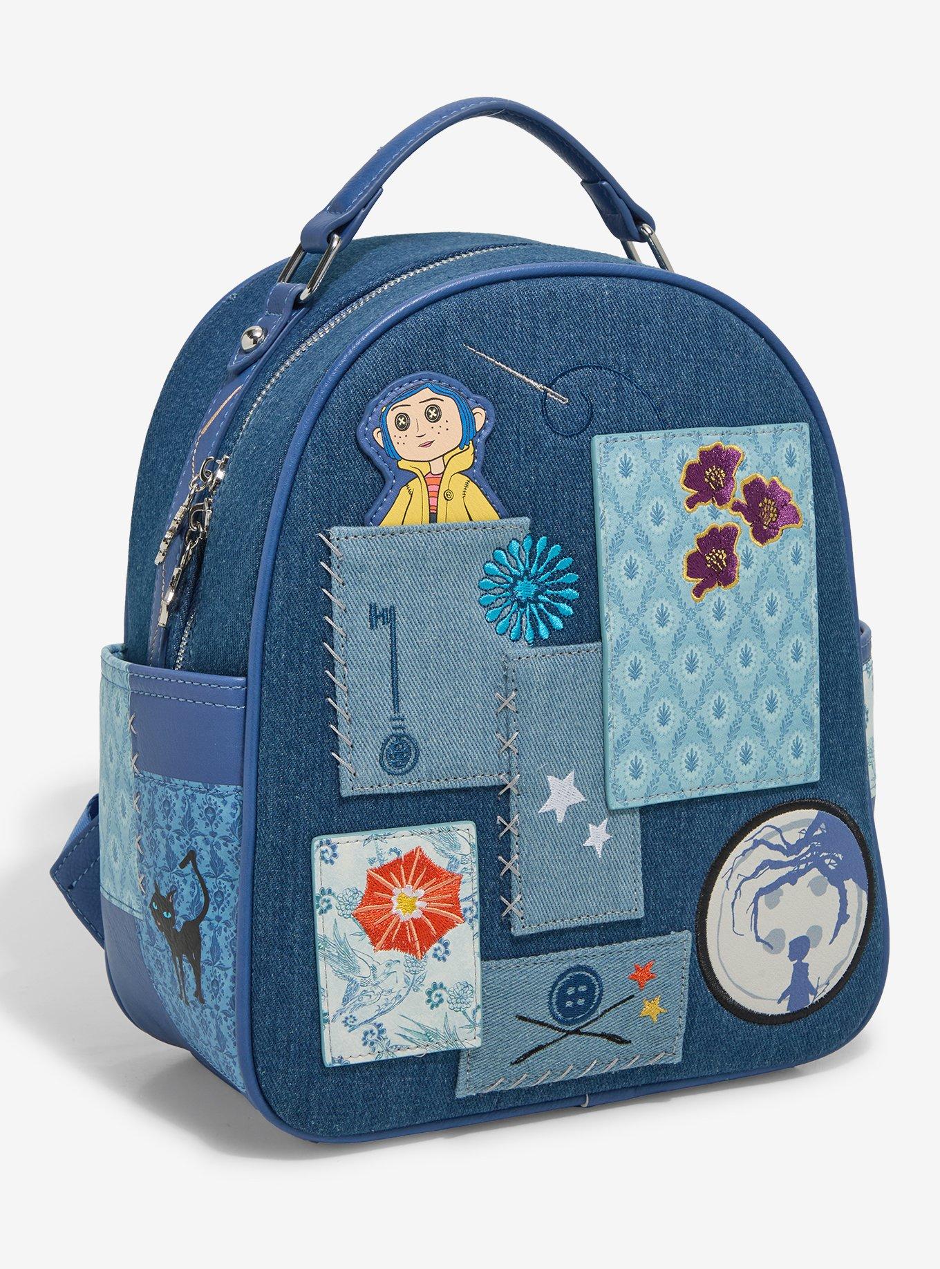 Coraline Patchwork Denim Mini Backpack, , hi-res