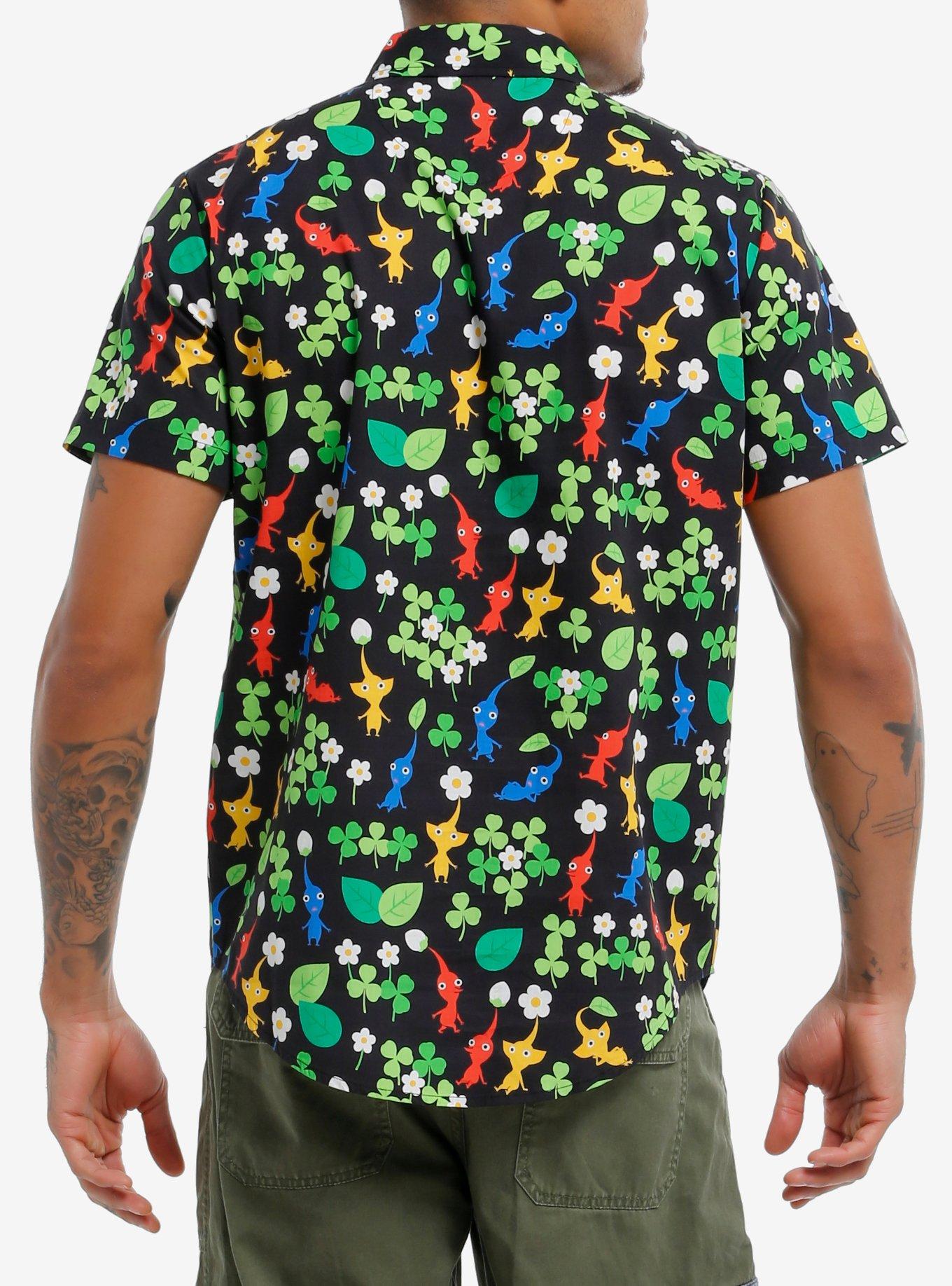 Pikmin Character Clover Woven Button-Up, MULTI, alternate
