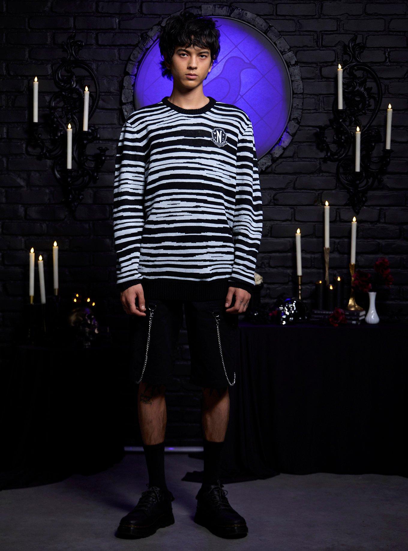 Wednesday Pugsley Stripe Intarsia Sweater, , hi-res