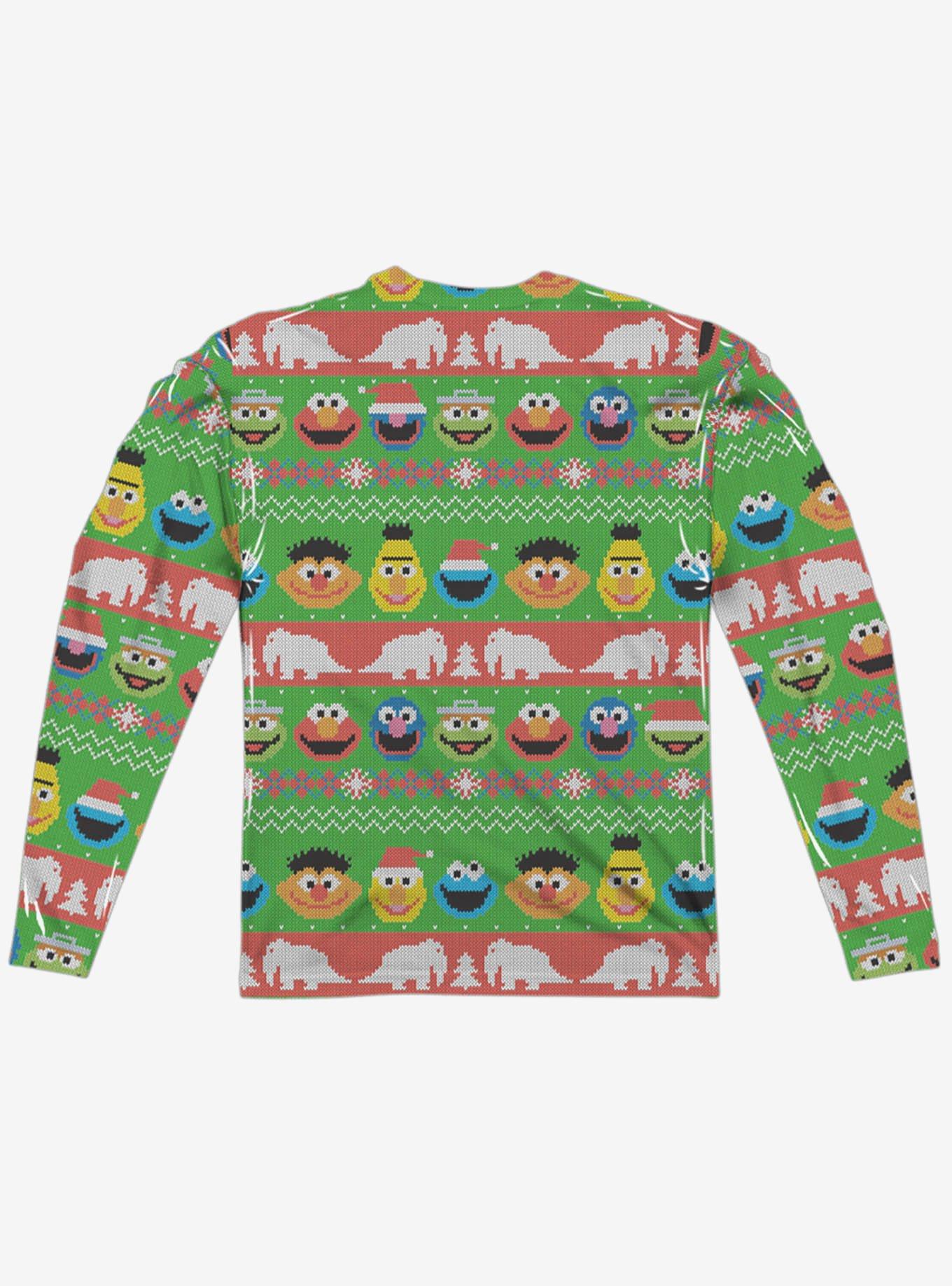 Sesame Street Christmas Sweater Print Long Sleeve Sublimated T-Shirt, MULTI, alternate