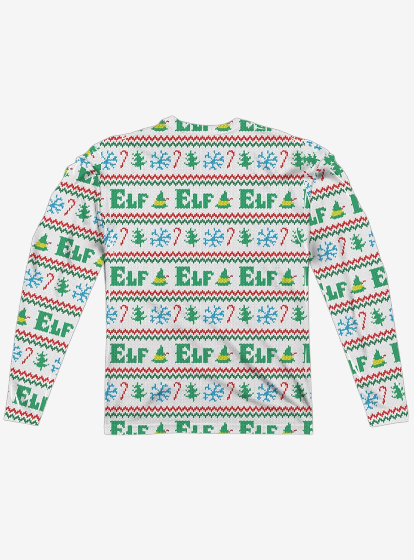 Elf Christmas Sweater Print Long Sleeve Sublimated T-Shirt, MULTI, alternate