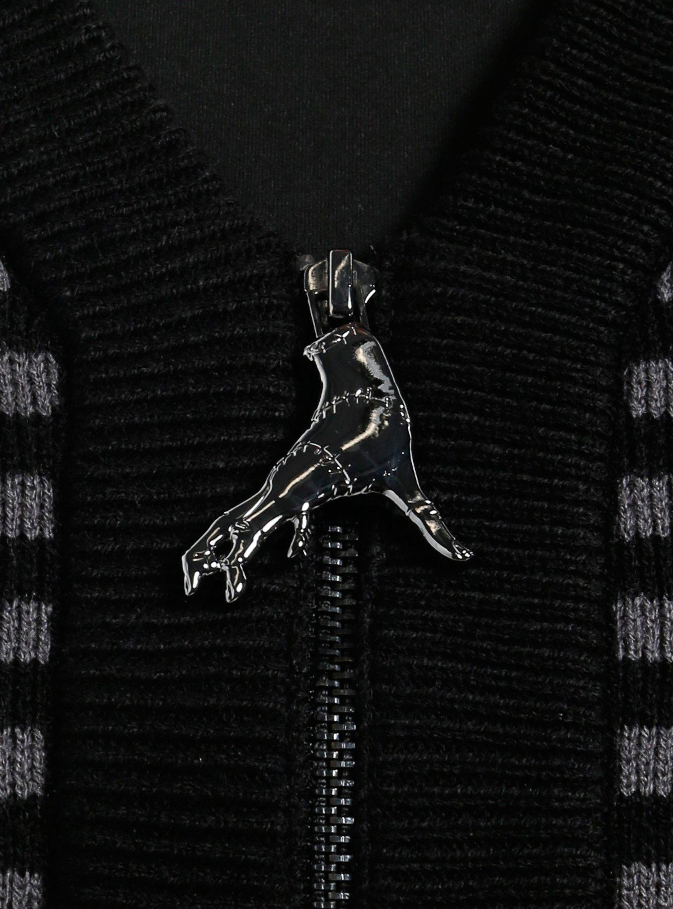 Wednesday Black & Grey Stripe Black Sheep Girls Sweater Vest Plus Size, BLACK  GREY, alternate