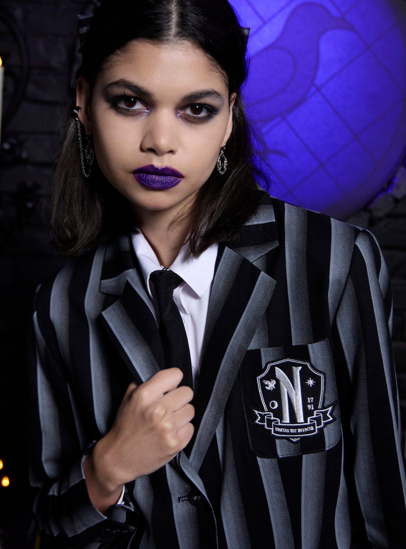 Wednesday Nevermore Academy Uniform Blazer, BLACK  GREY, alternate