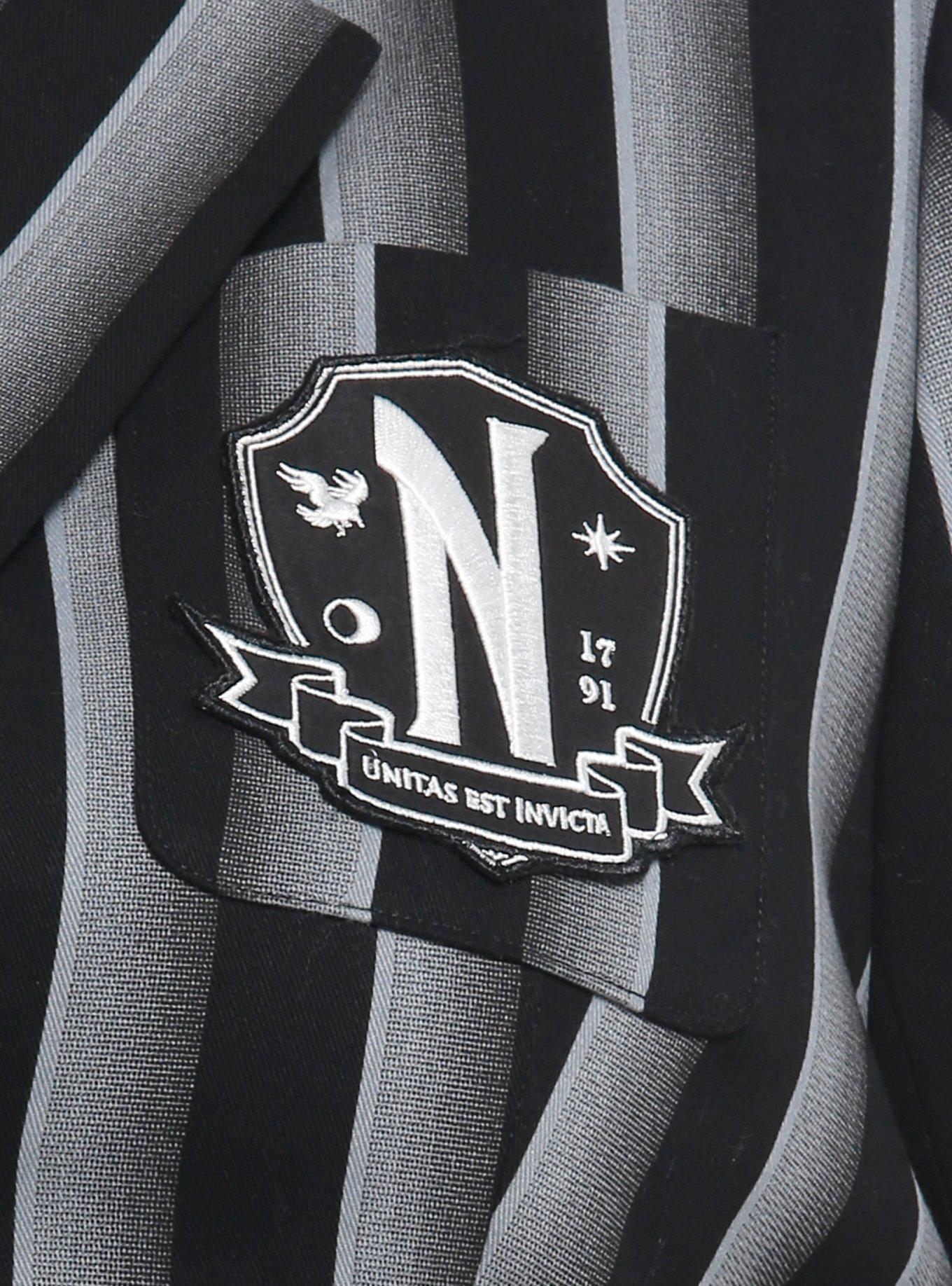 Wednesday Nevermore Academy Uniform Blazer Plus Size, BLACK  GREY, alternate