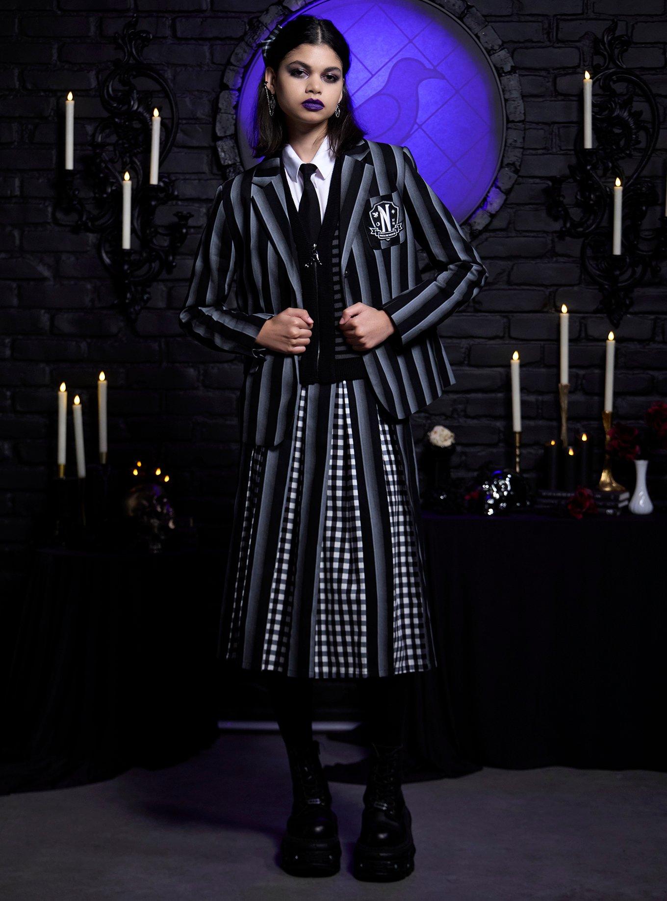 Wednesday Nevermore Academy Uniform Pleated Midi Skirt, , hi-res