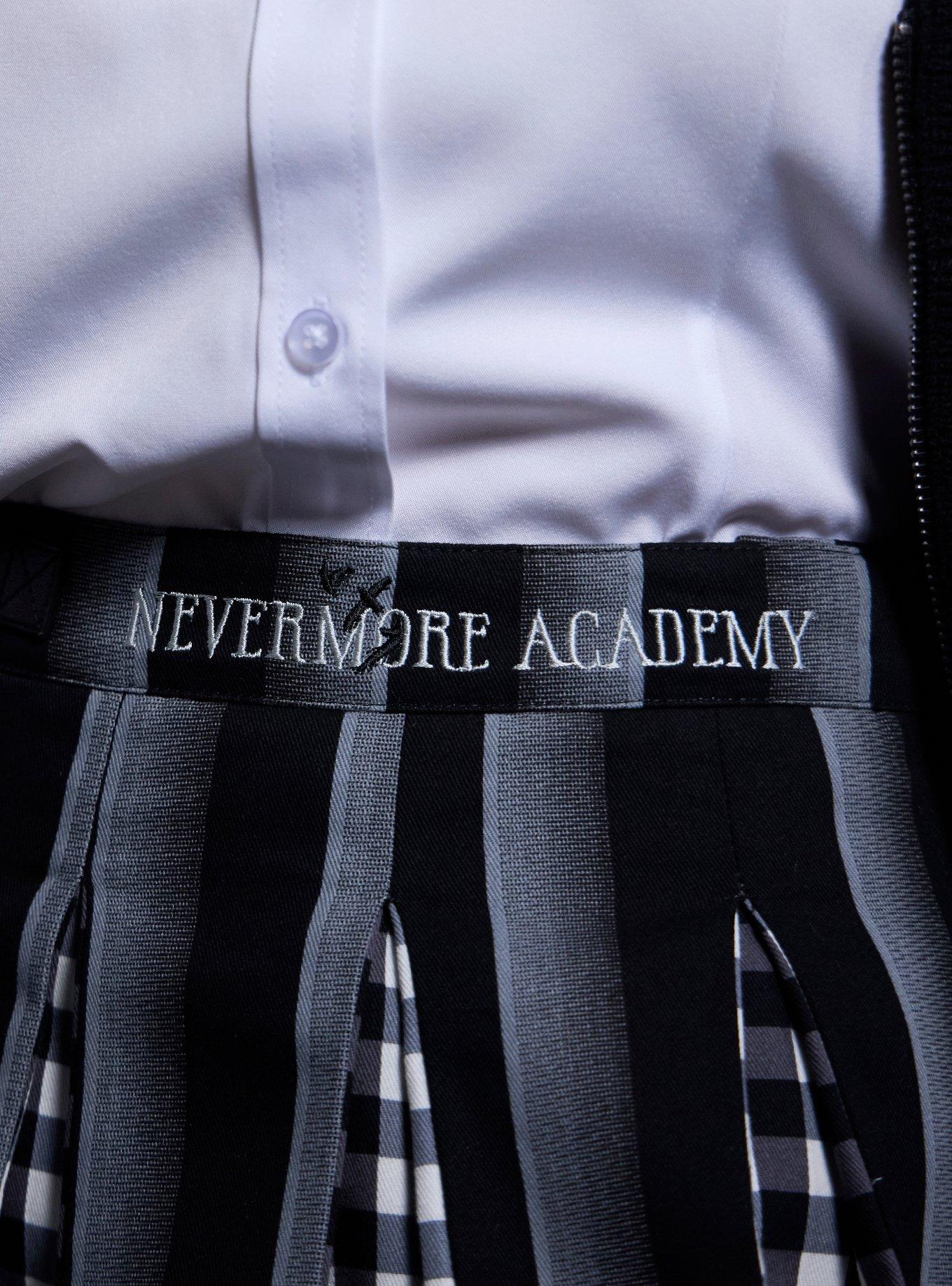 Wednesday Nevermore Academy Uniform Pleated Midi Skirt, BLACK  GREY, alternate