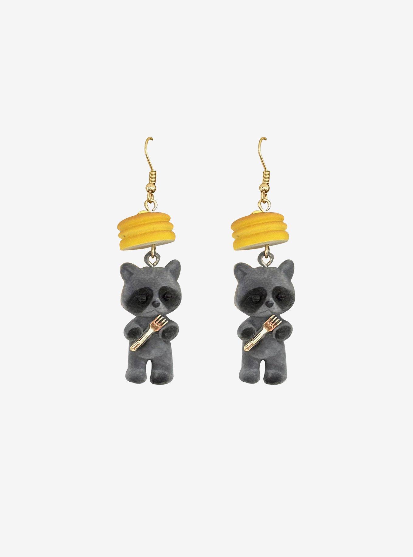Thorn & Fable Pancake Raccoon Drop Earrings, , hi-res