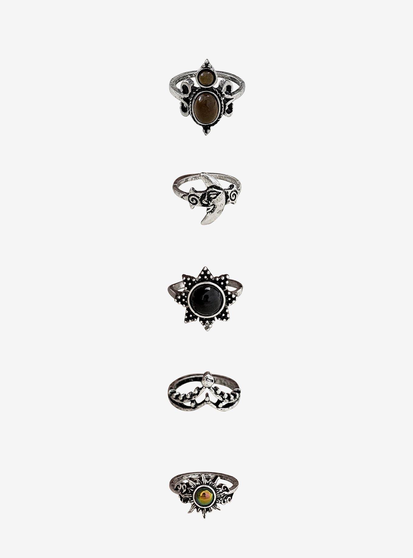Thorn & Fable Dark Stones Ring Set, , hi-res