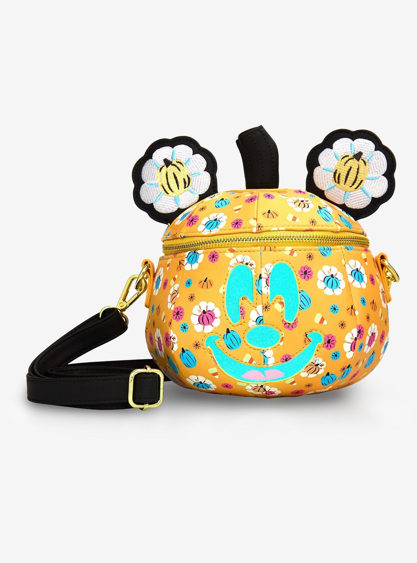 Loungefly Disney Mickey Mouse Floral Pumpkin Glow-In-The-Dark Crossbody Bag, , hi-res