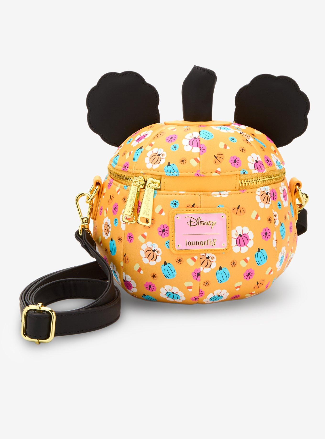 Loungefly Disney Mickey Mouse Floral Pumpkin Glow-In-The-Dark Crossbody Bag, , alternate