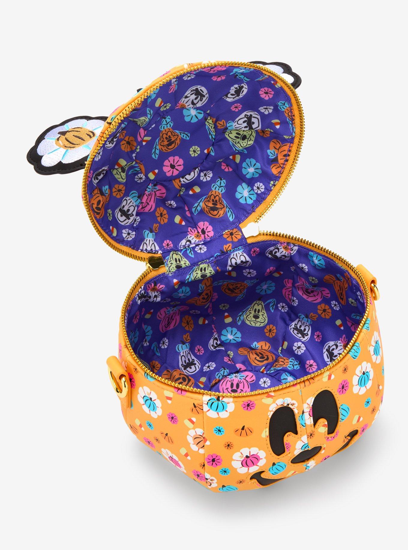 Loungefly Disney Mickey Mouse Floral Pumpkin Glow-In-The-Dark Crossbody Bag, , alternate
