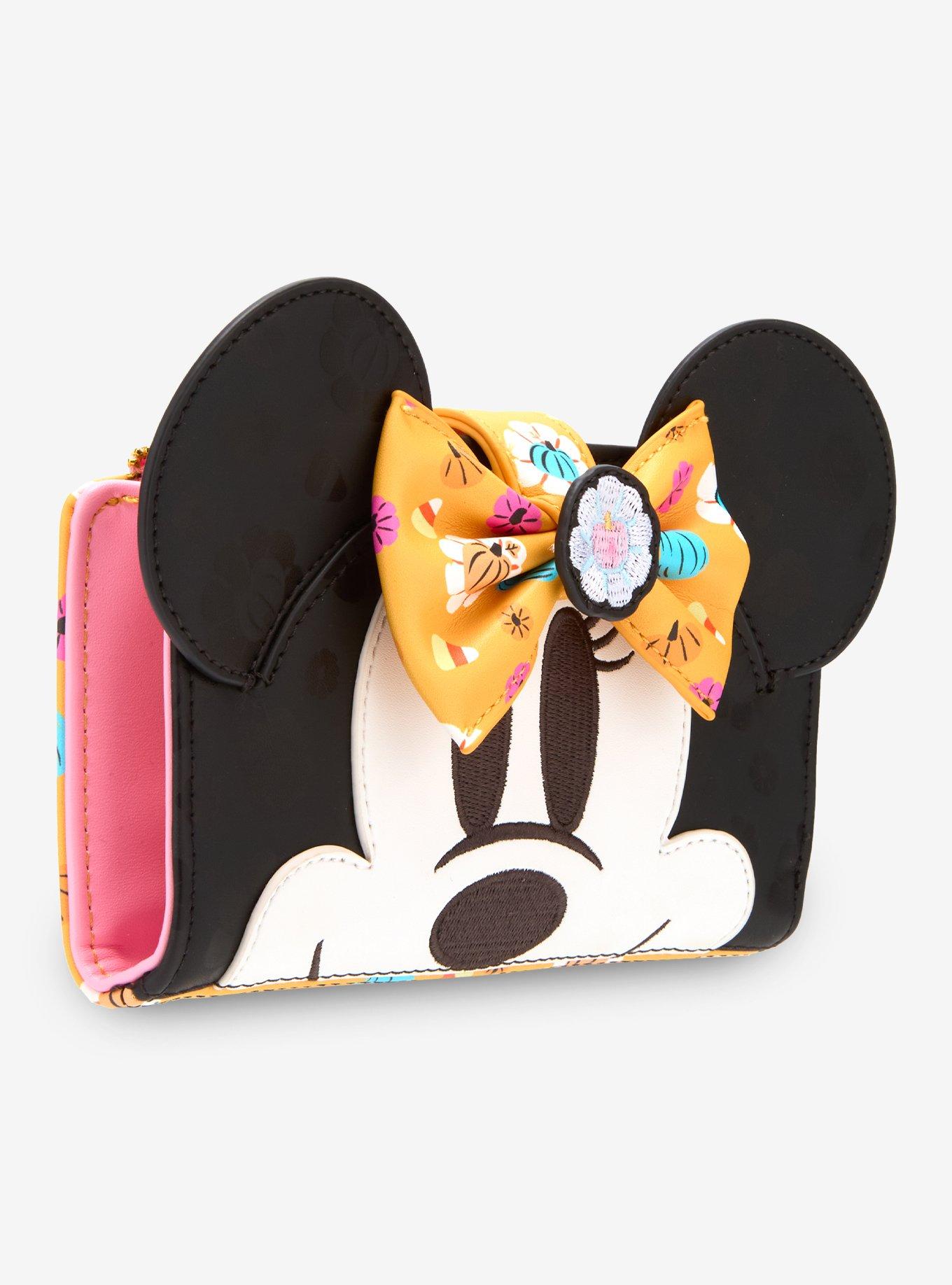 Loungefly Disney Minnie Mouse Floral Pumpkin Mini Wallet, , hi-res