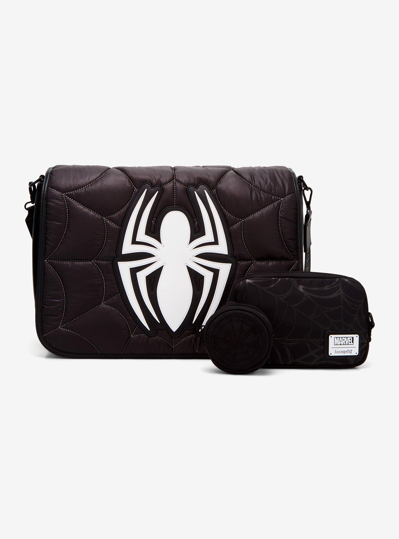 Loungefly Marvel Spider-Man Black & White Messenger Bag, , alternate