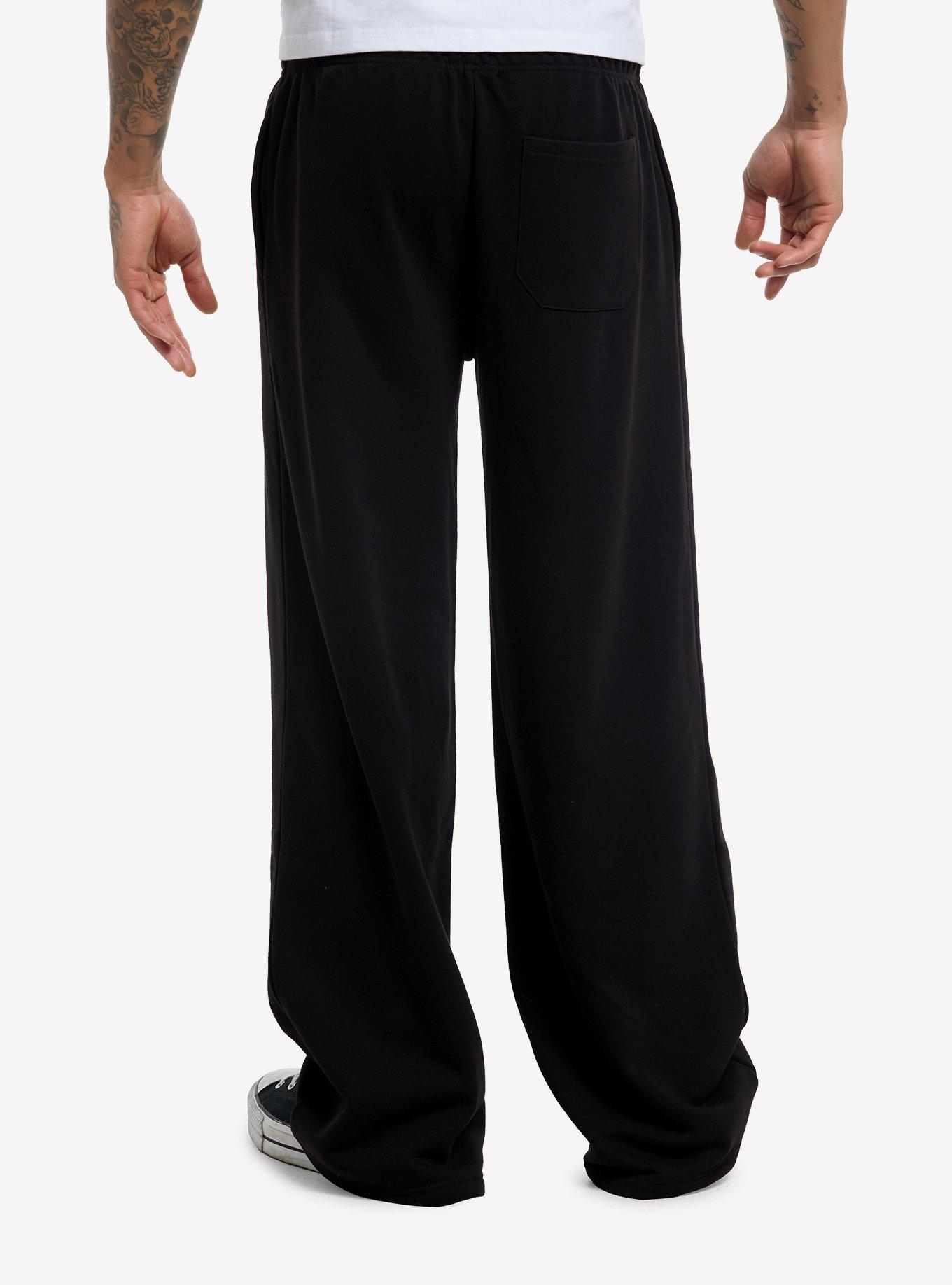 Black & White Skull Cross Straight Leg Jogger Sweatpants, , hi-res