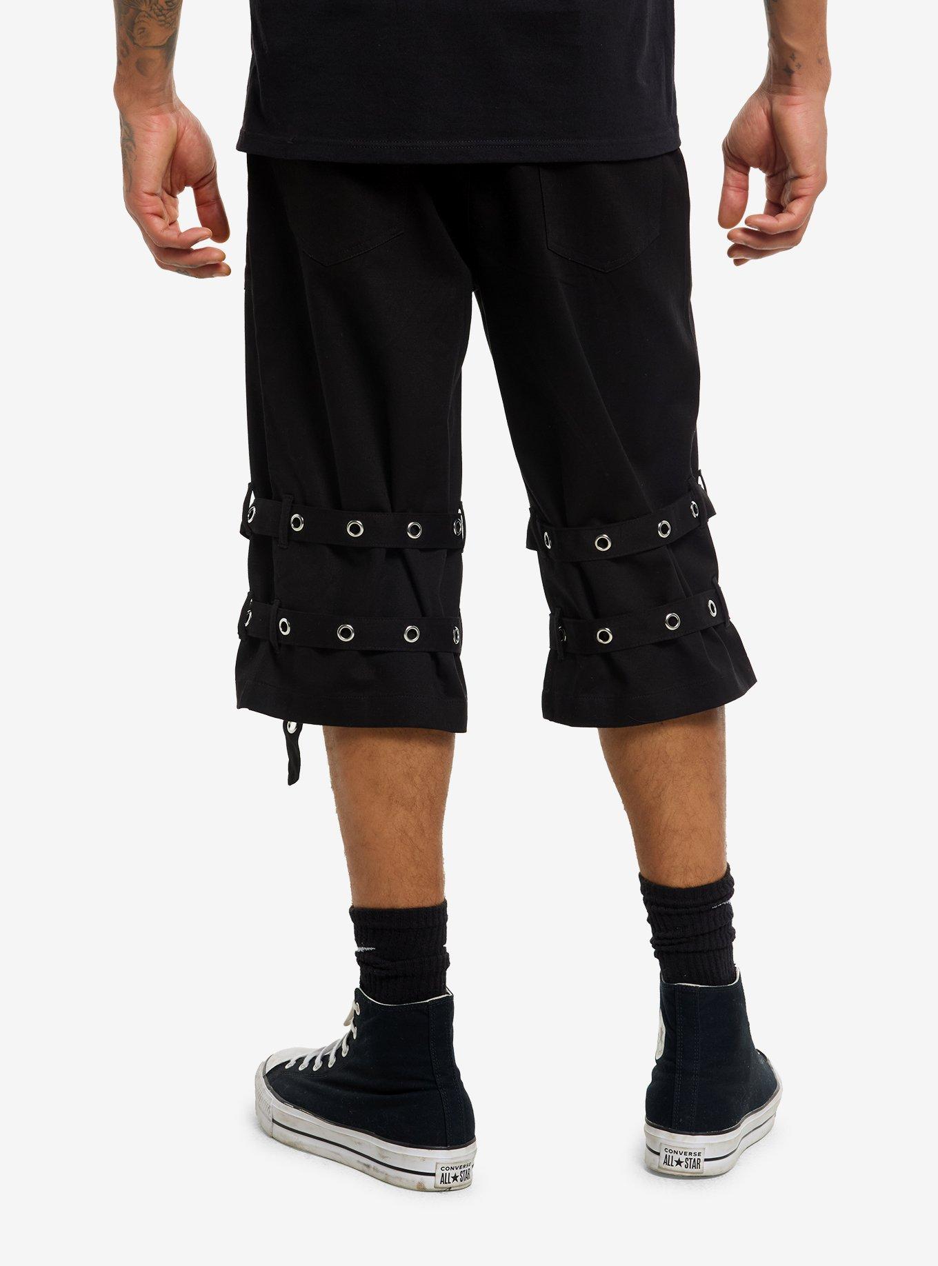 Black Grommet Buckle Shorts, , hi-res