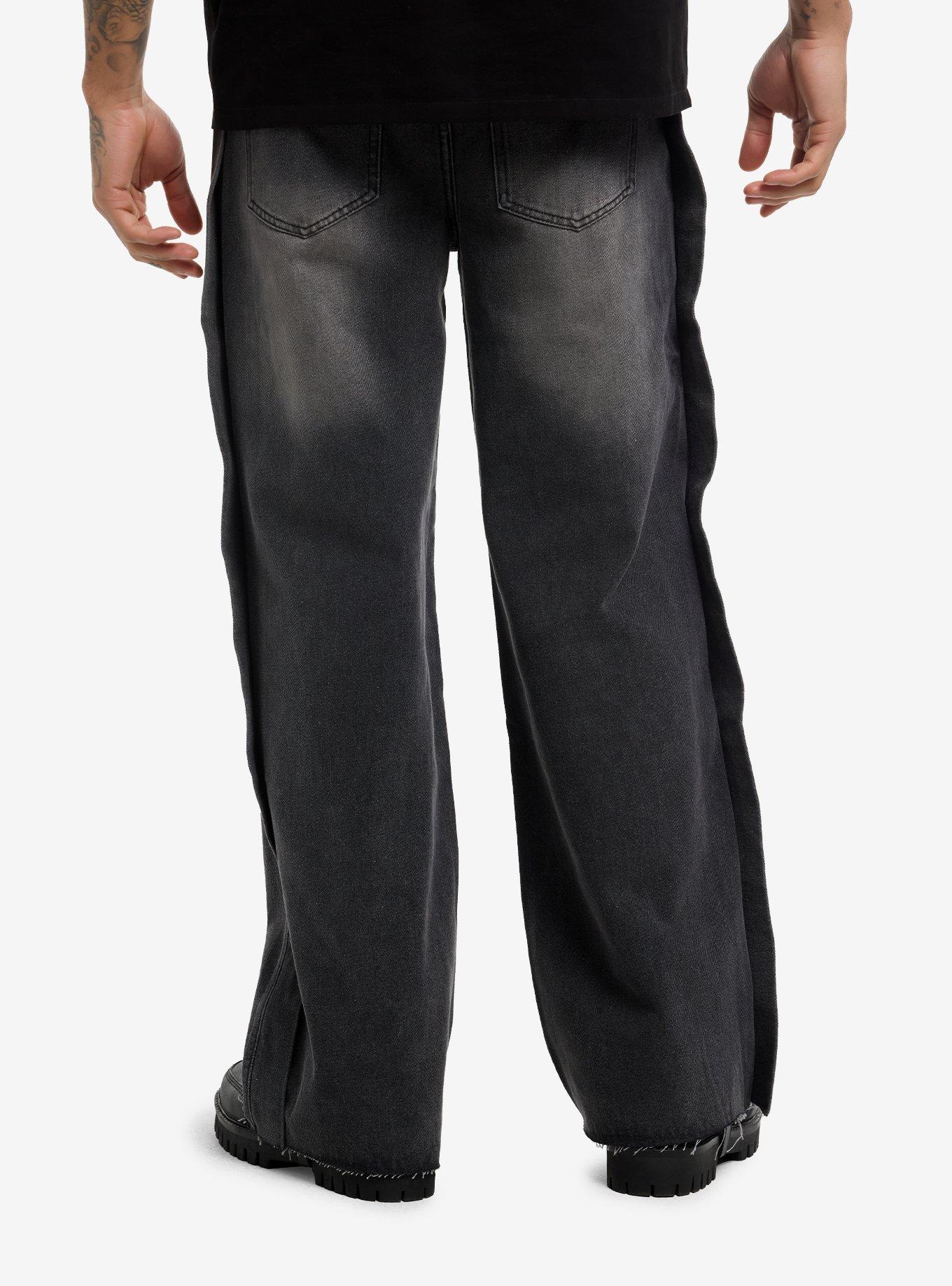 Grey Wash Ripped Wide Leg Jeans, , hi-res