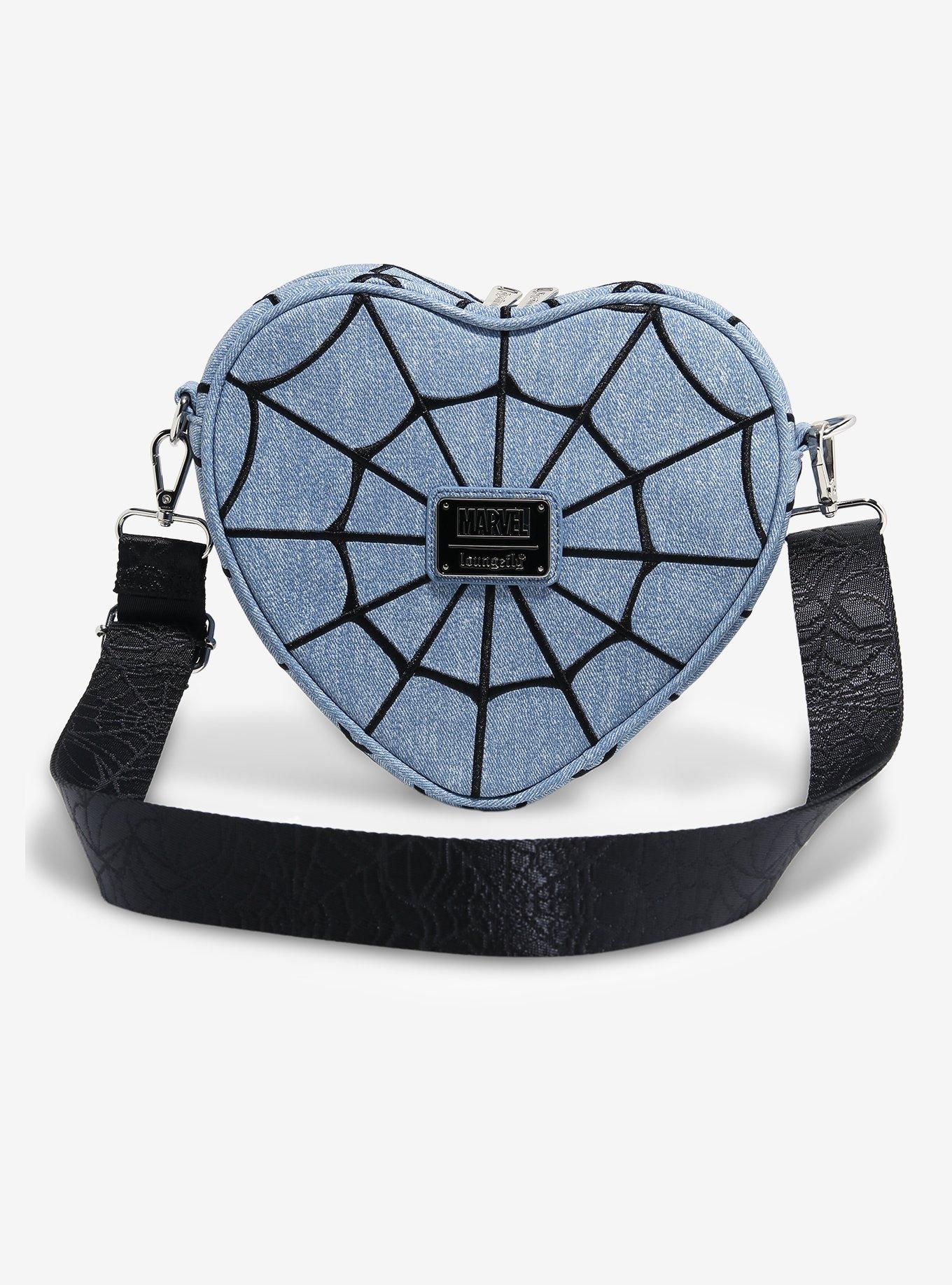 Loungefly Marvel Spider-Man Heart-Shaped Denim Crossbody — BoxLunch Exclusive, , hi-res