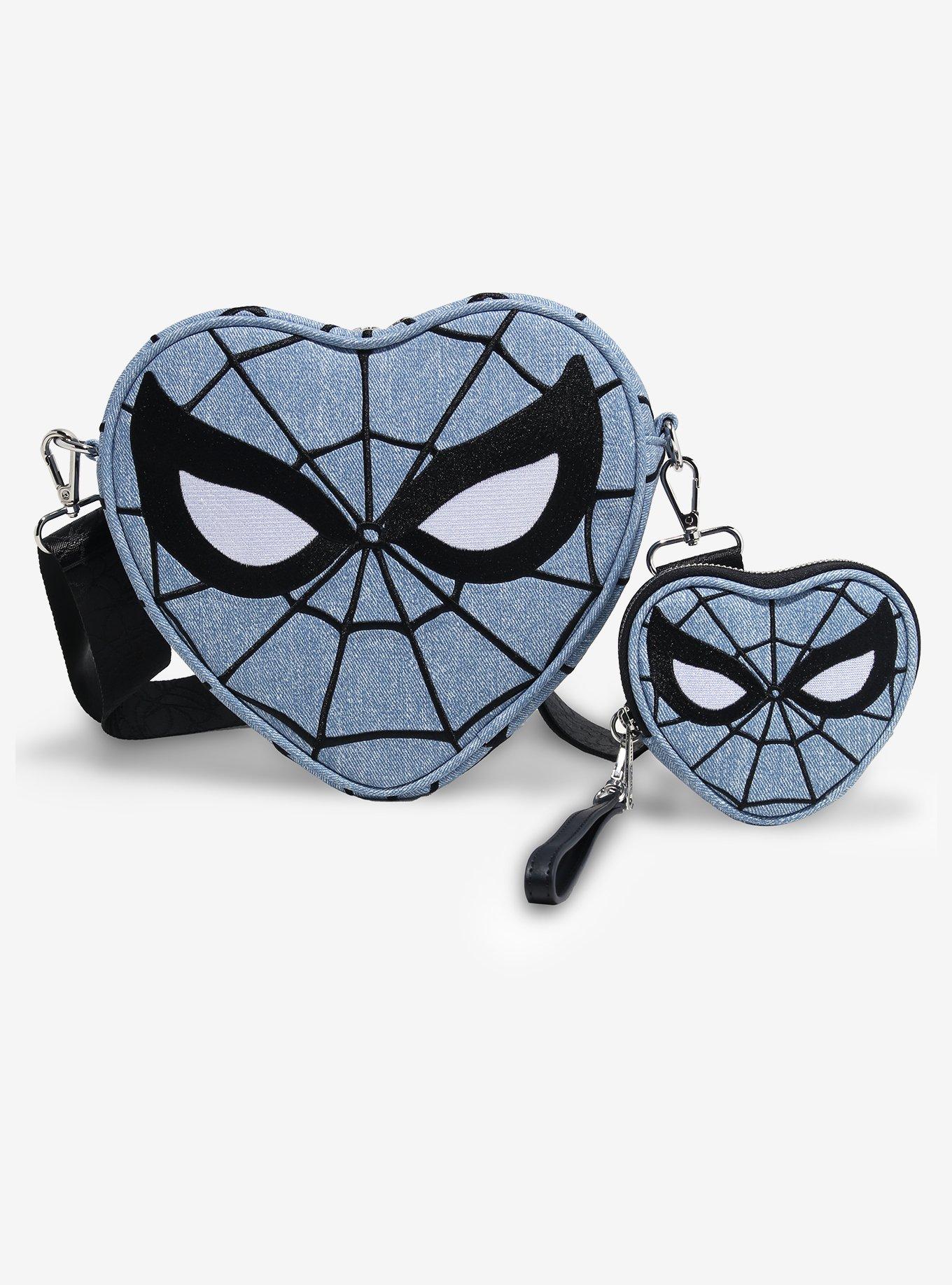 Loungefly Marvel Spider-Man Heart-Shaped Denim Crossbody &mdash; BoxLunch Exclusive, , alternate