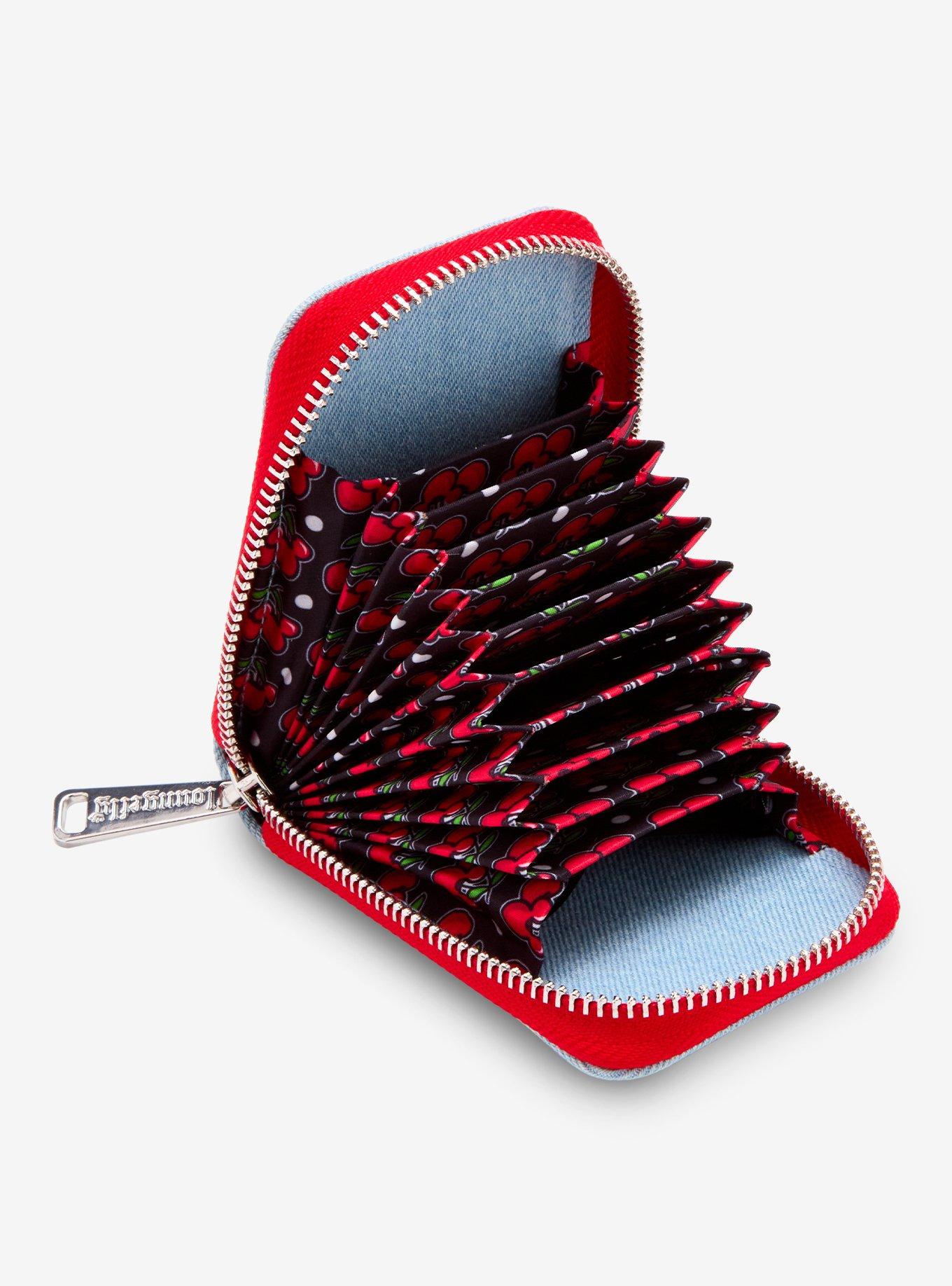 Loungefly Disney Mickey Mouse Cherries Denim Accordion Wallet - BoxLunch Exclusive, , alternate