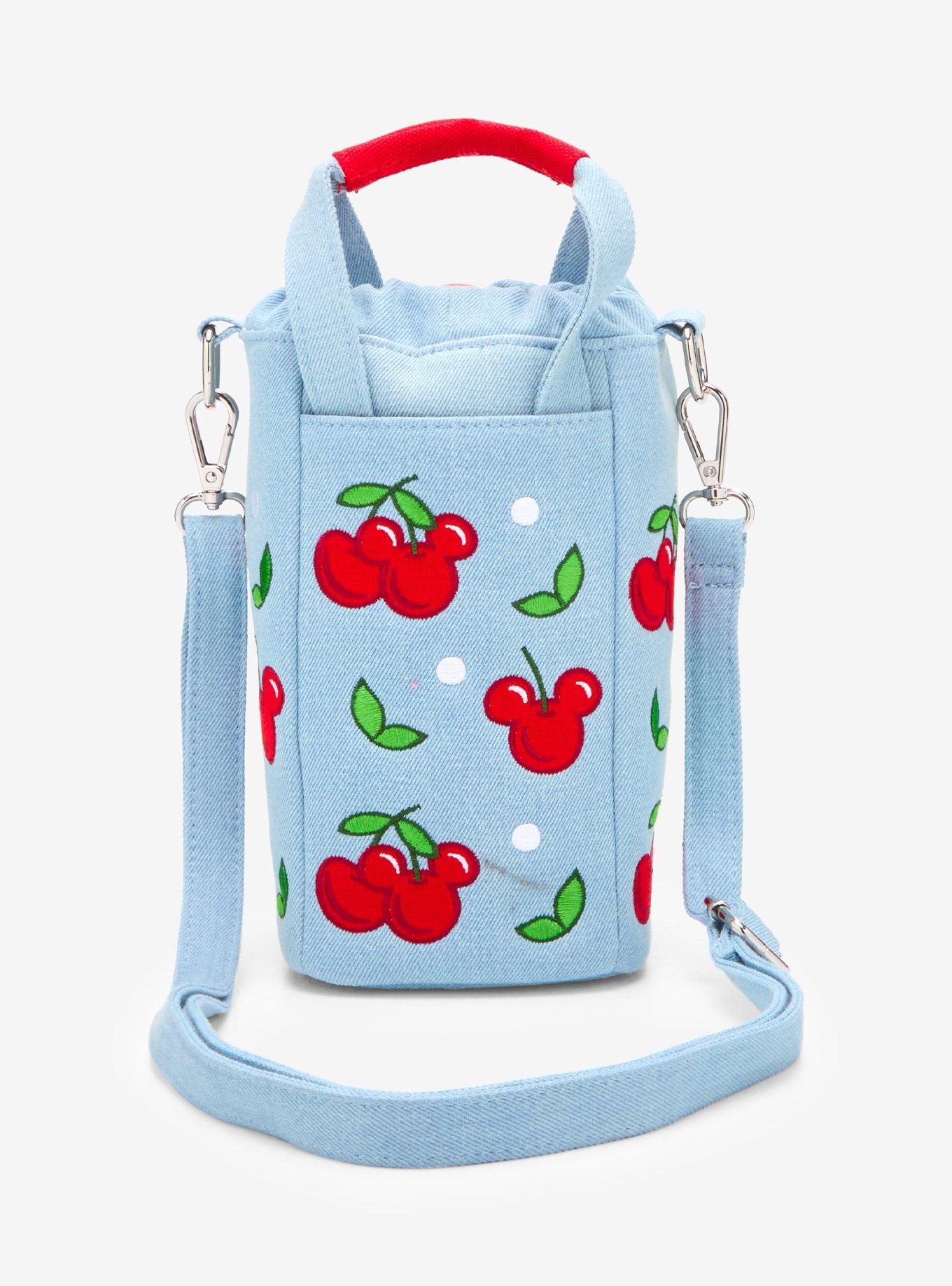 Loungefly Disney Mickey Mouse Cherries Denim Water Bottle Holder Crossbody Bag - BoxLunch Exclusive, , alternate