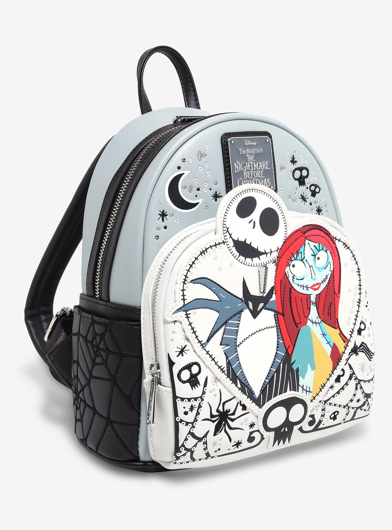 Loungefly Disney The Nightmare Before Christmas Jack & Sally Heart Mini Backpack — BoxLunch Exclusive, , hi-res