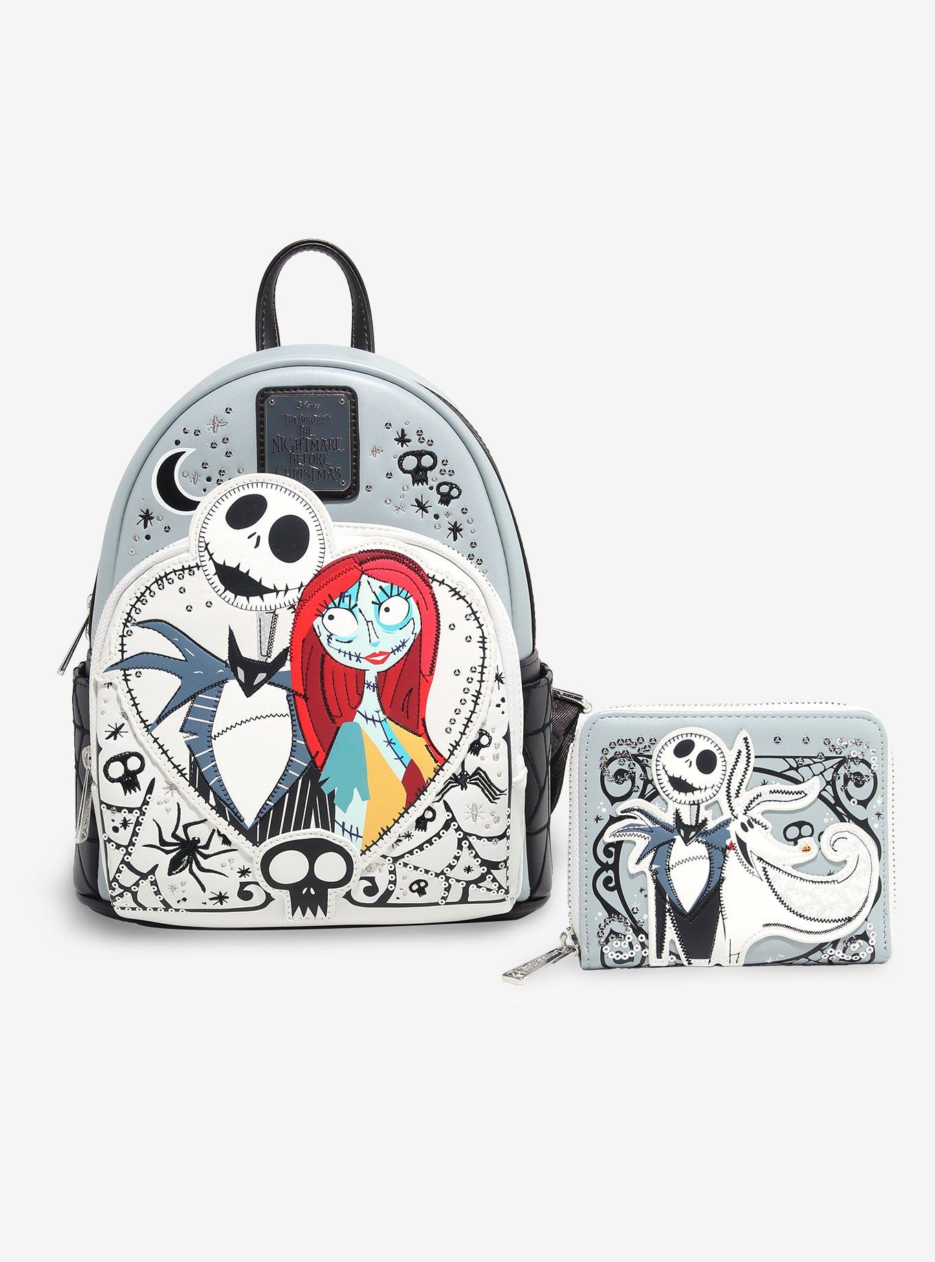 Loungefly Disney The Nightmare Before Christmas Jack & Sally Heart Mini Backpack — BoxLunch Exclusive, , alternate