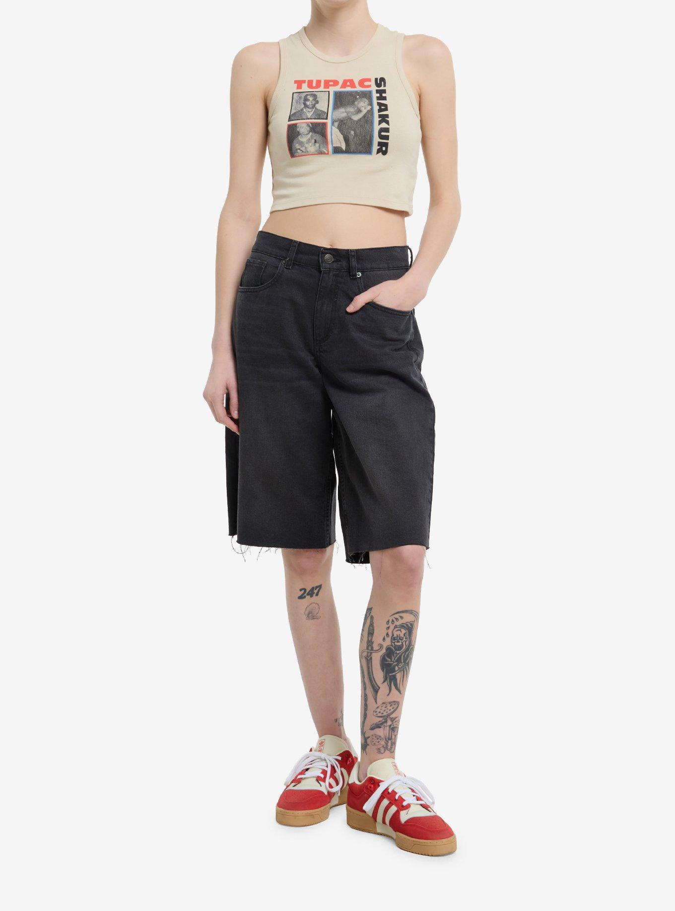 Tupac Photo Panels Girls Crop Tank Top, , hi-res