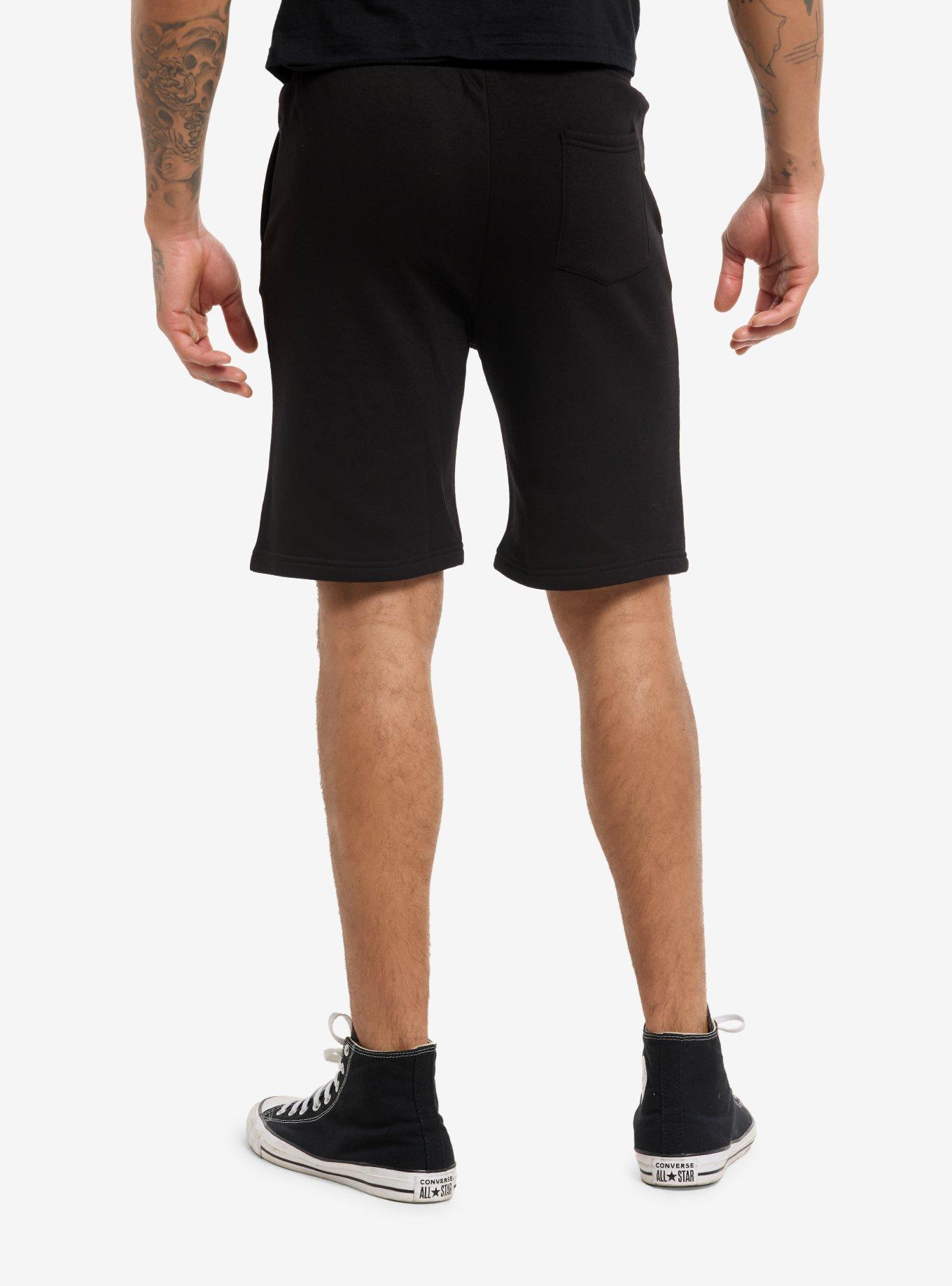 Green Day Heart Grenade Fleece Shorts, BLACK, alternate