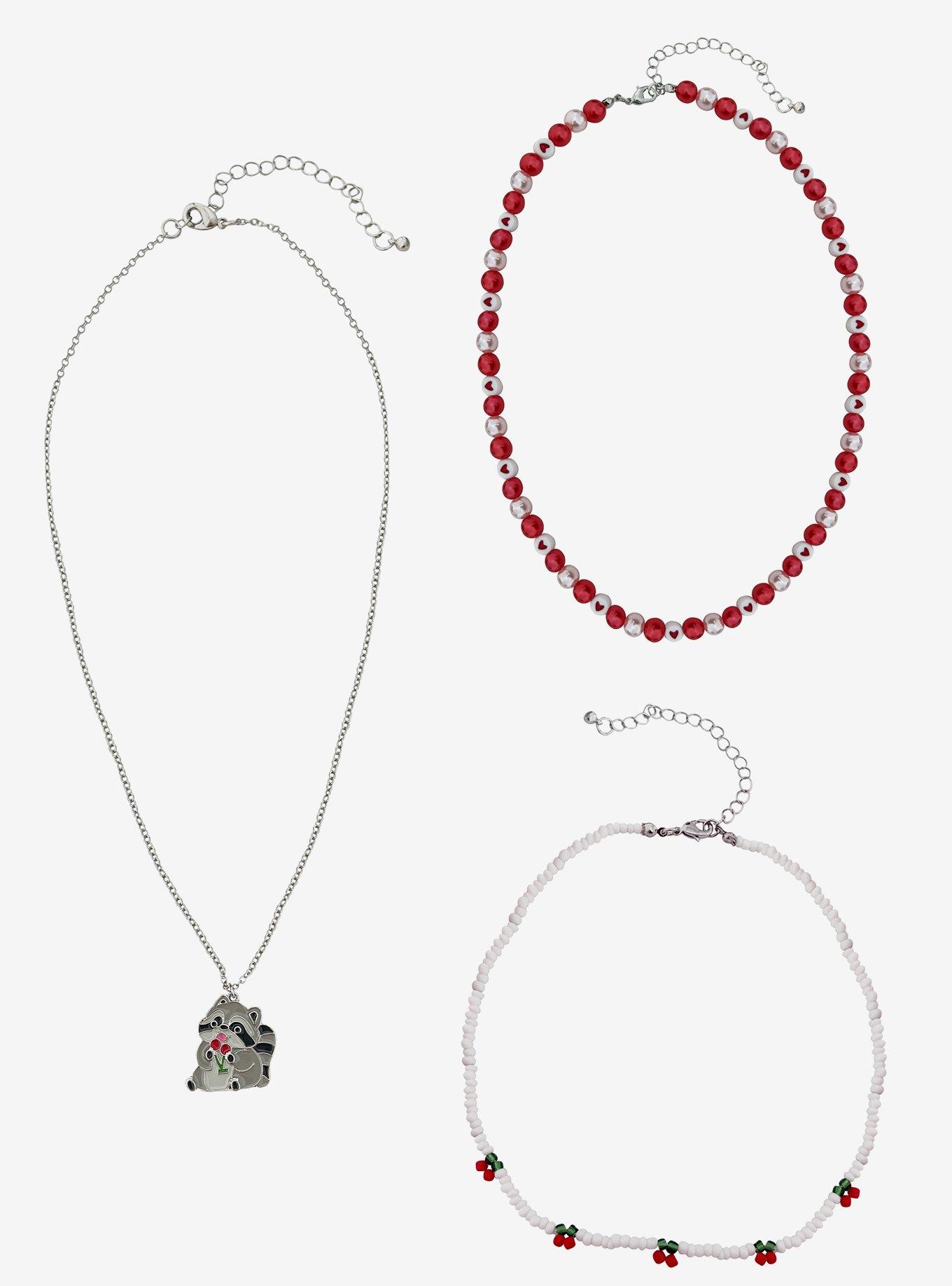 Thorn & Fable Raccoon Cherry Necklace Set, , hi-res