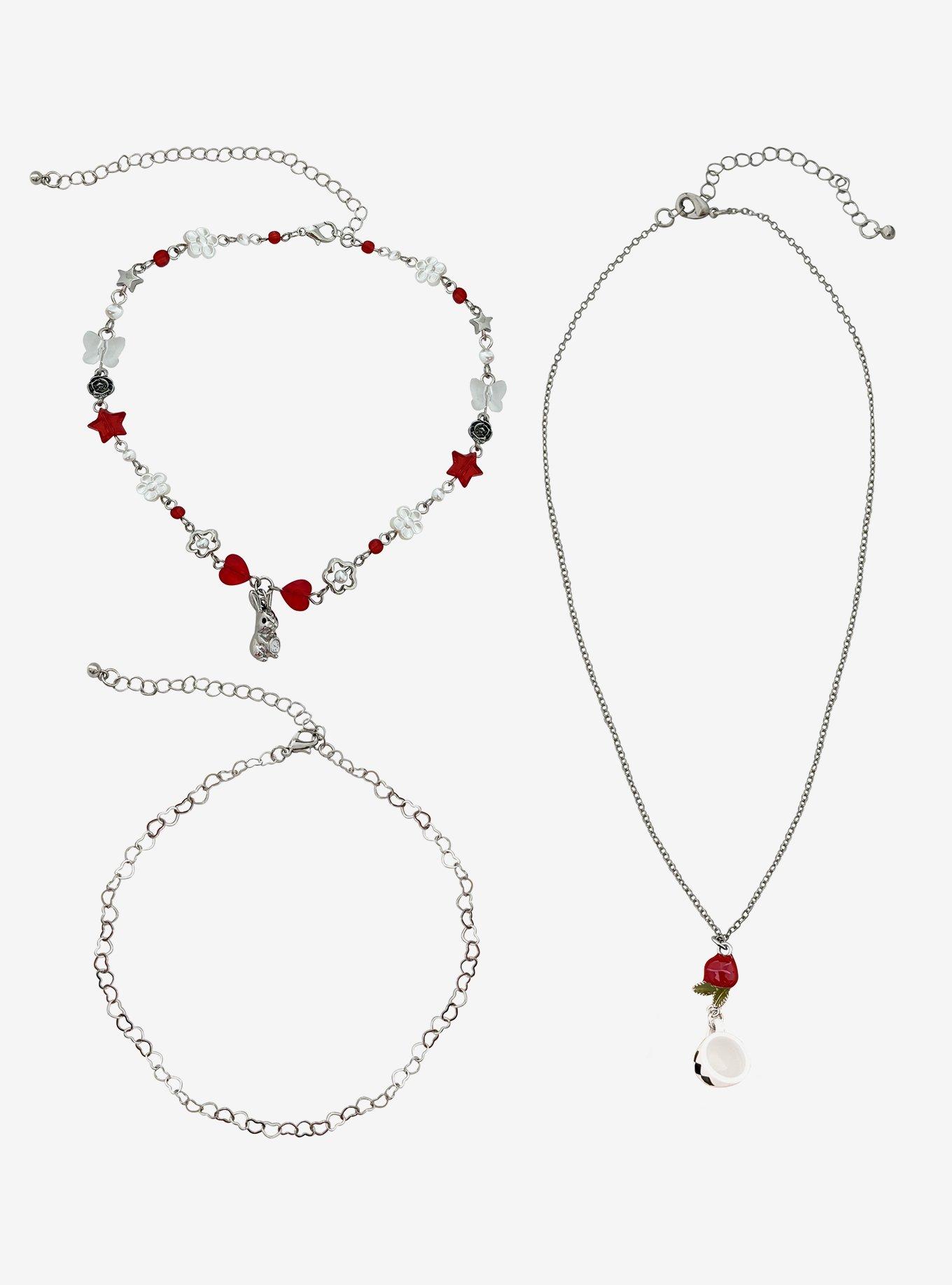 Thorn & Fable Alice's Adventures In Wonderland Rabbit & Teacup Necklace Set, , hi-res