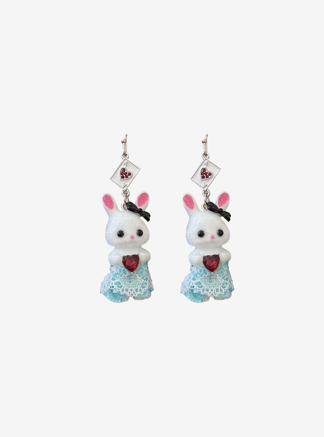 Thorn & Fable Alice's Adventures In Wonderland Rabbit Card Drop Earrings, , hi-res