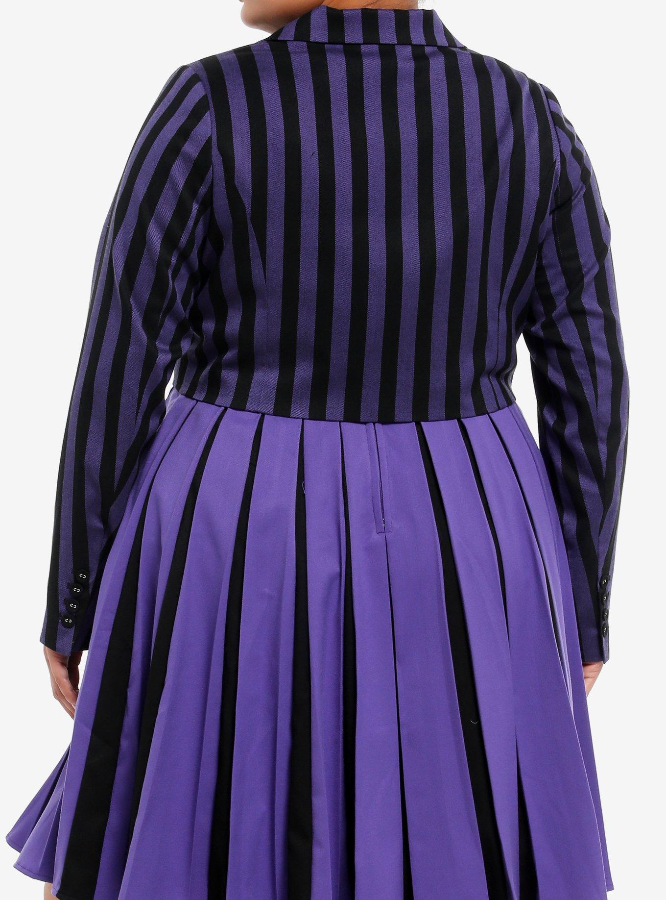 Wednesday Enid Nevermore Academy Uniform Crop Blazer Plus Size, PURPLE  BLACK, alternate