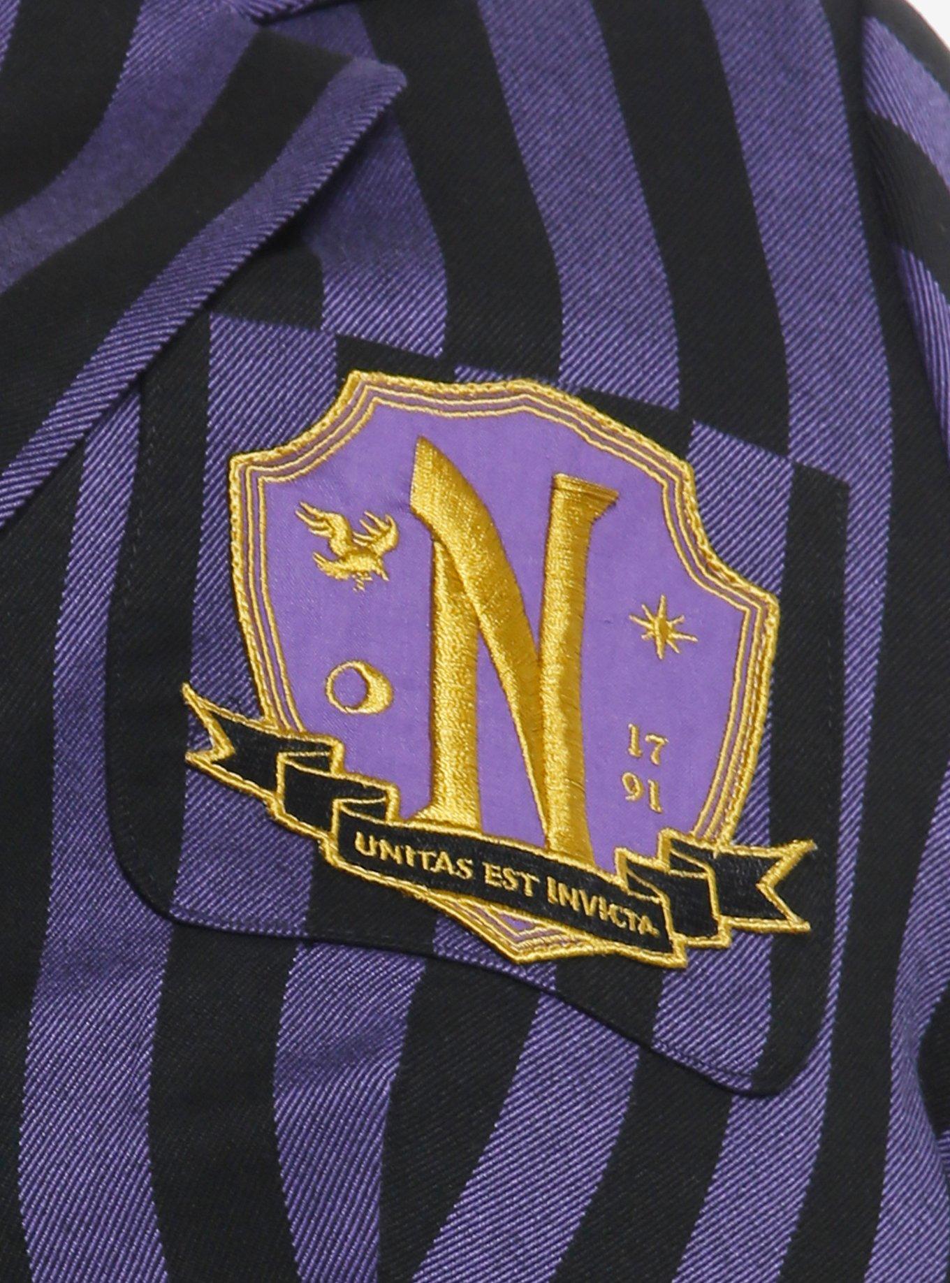 Wednesday Enid Nevermore Academy Uniform Crop Blazer Plus Size, PURPLE  BLACK, alternate