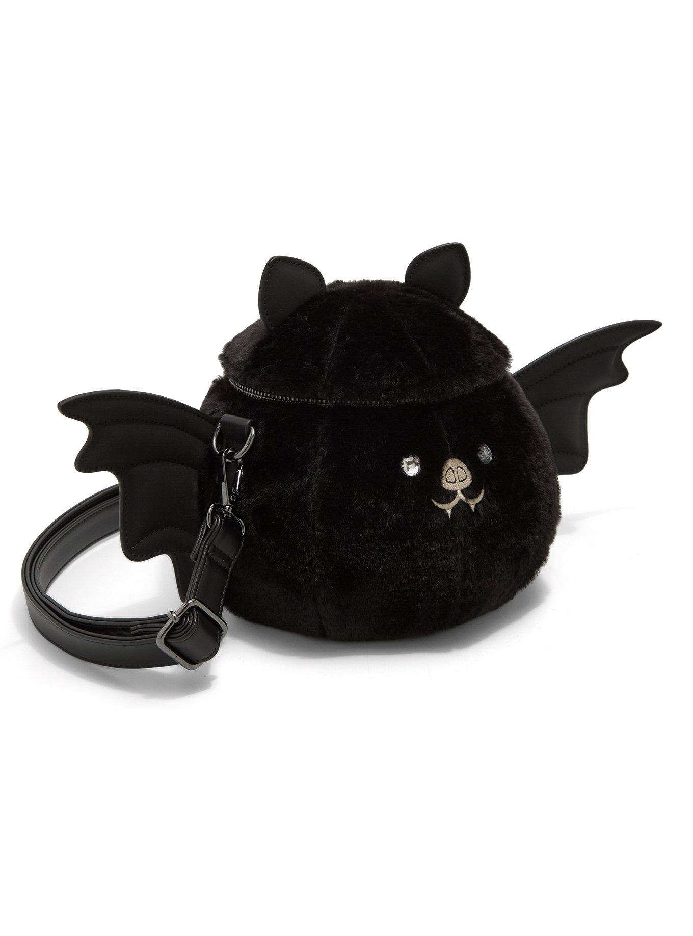 Loungefly Black Fuzzy Bat Figural Crossbody Bag, , hi-res