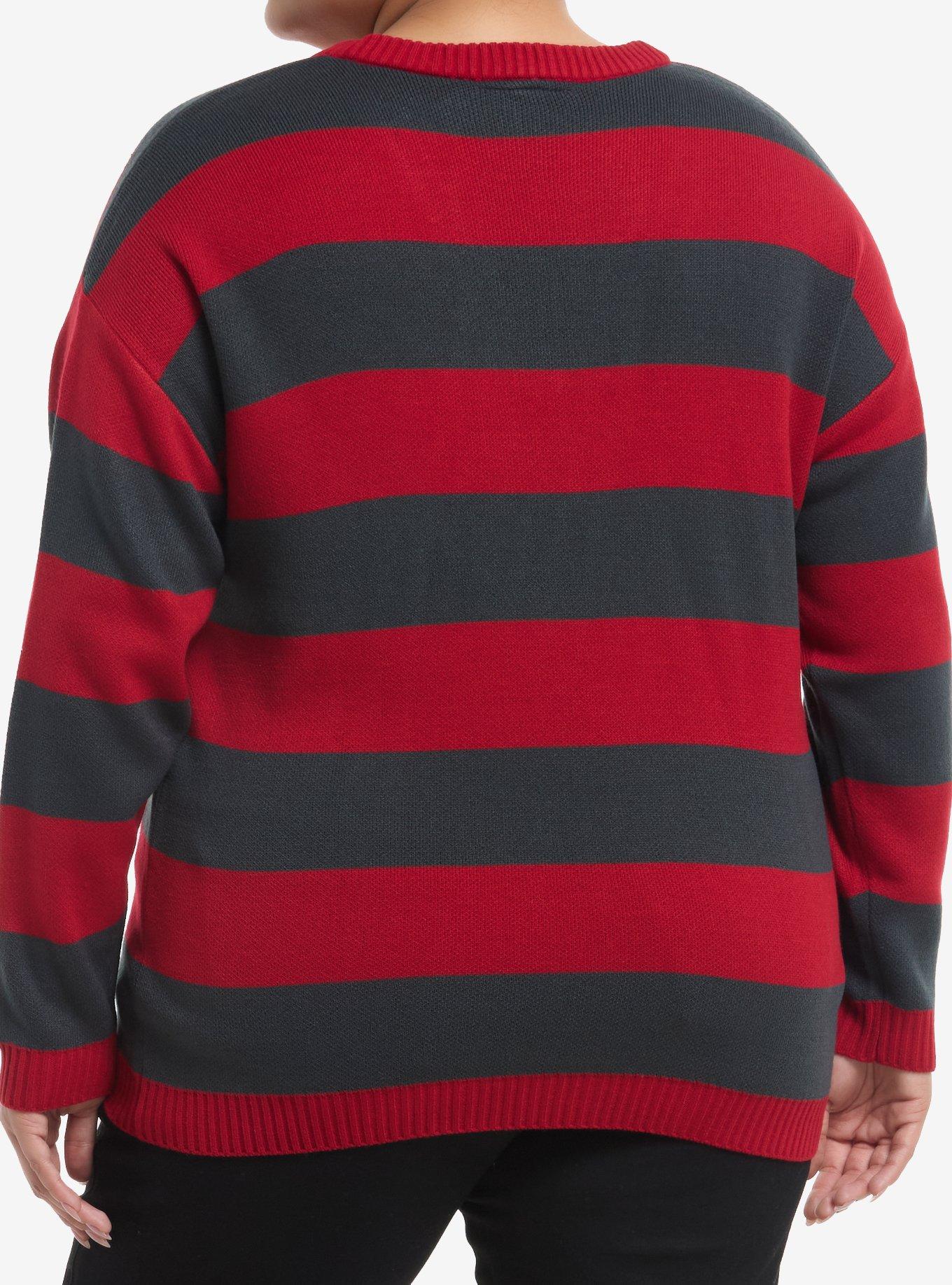 Adventure Time Marceline The Vampire Queen Stripe Girls V-Neck Sweater Plus Size, MULTI, alternate