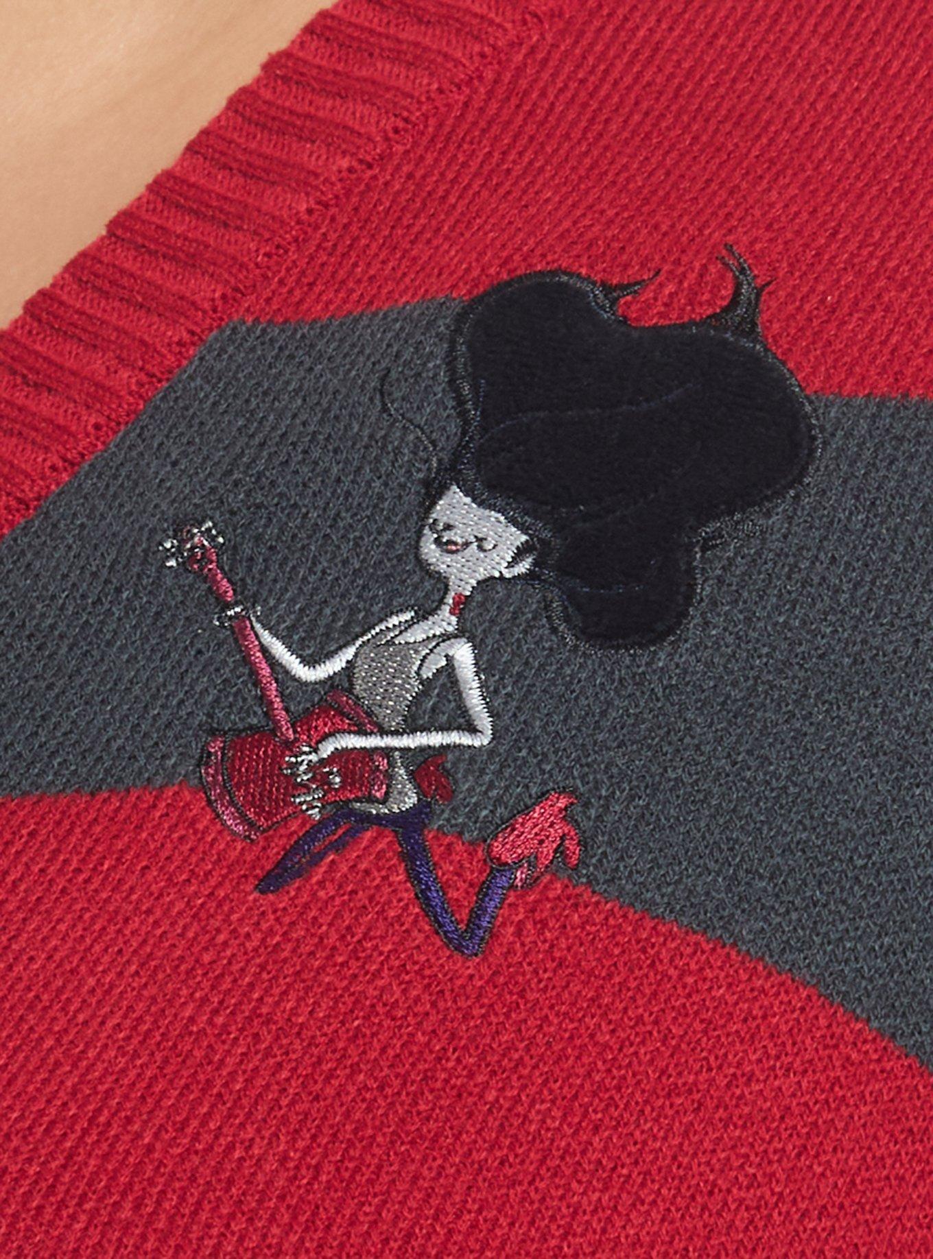 Adventure Time Marceline The Vampire Queen Stripe Girls V-Neck Sweater Plus Size, MULTI, alternate