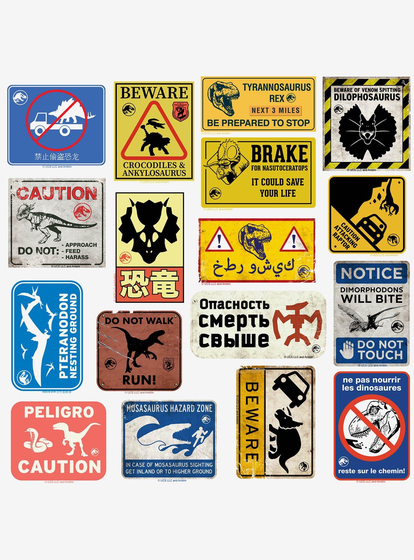 Jurassic World Caution Signs 100ct Vinyl Stickers Variety Pack, , alternate