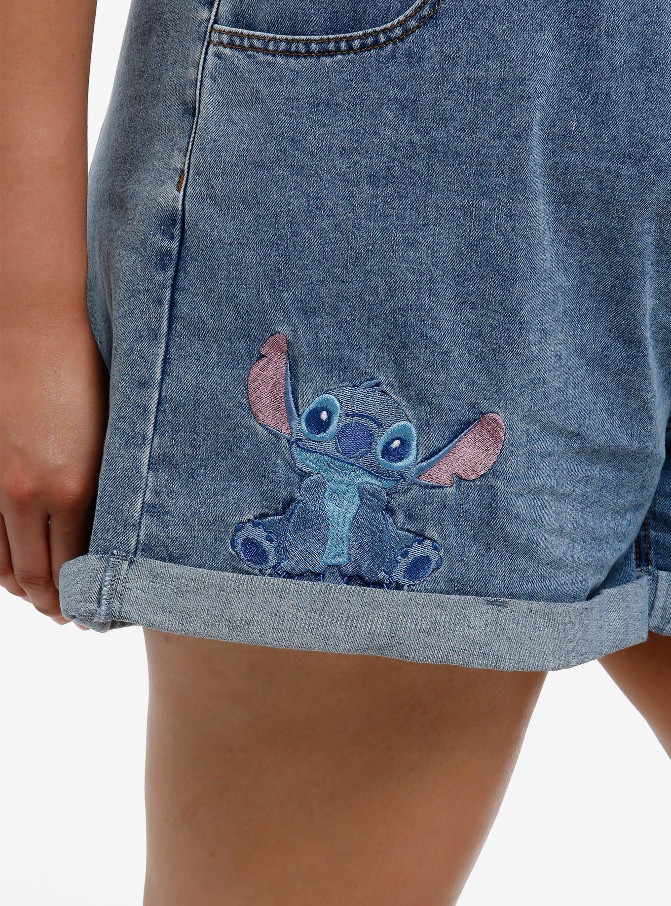 Her Universe Disney Lilo & Stitch Scrump & Stitch Elasticated Denim Shorts Plus Size, MULTI, alternate
