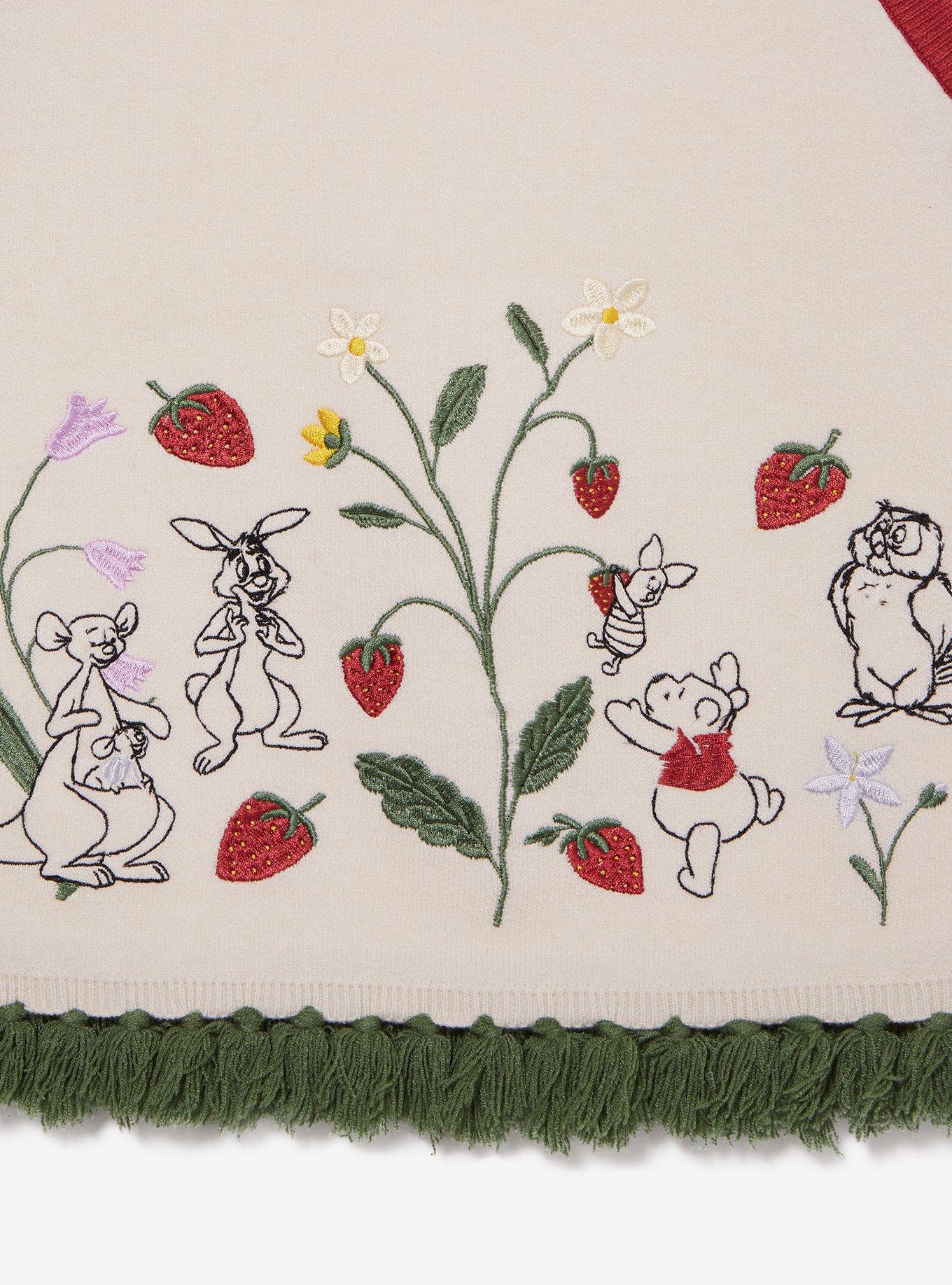 Disney Winnie the Pooh Floral Strawberry Women's Plus Size Cropped Tank Top, CREAM, alternate