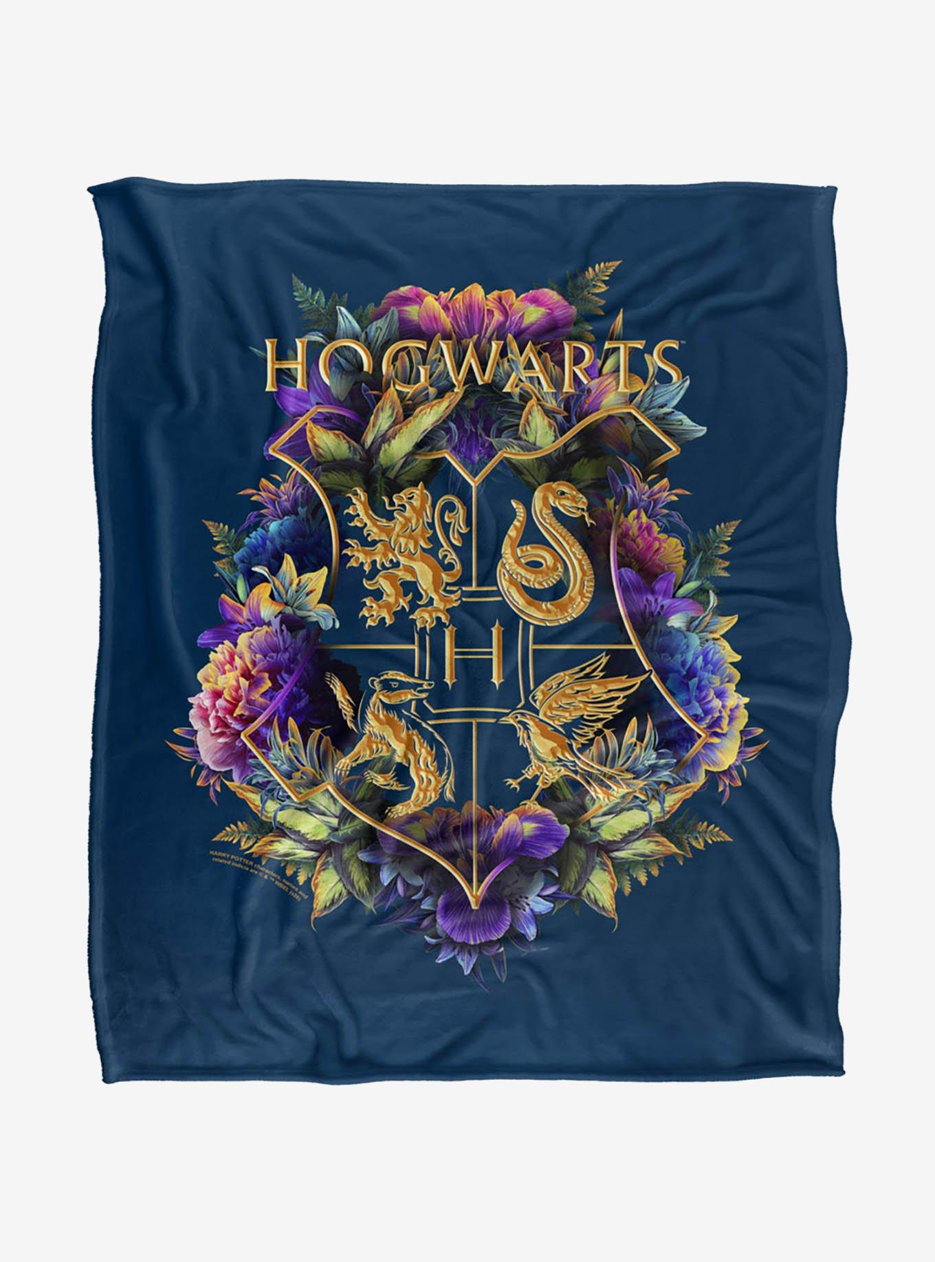 Harry Potter Hogwarts Floral Crest 50x60" Throw Blanket, , hi-res