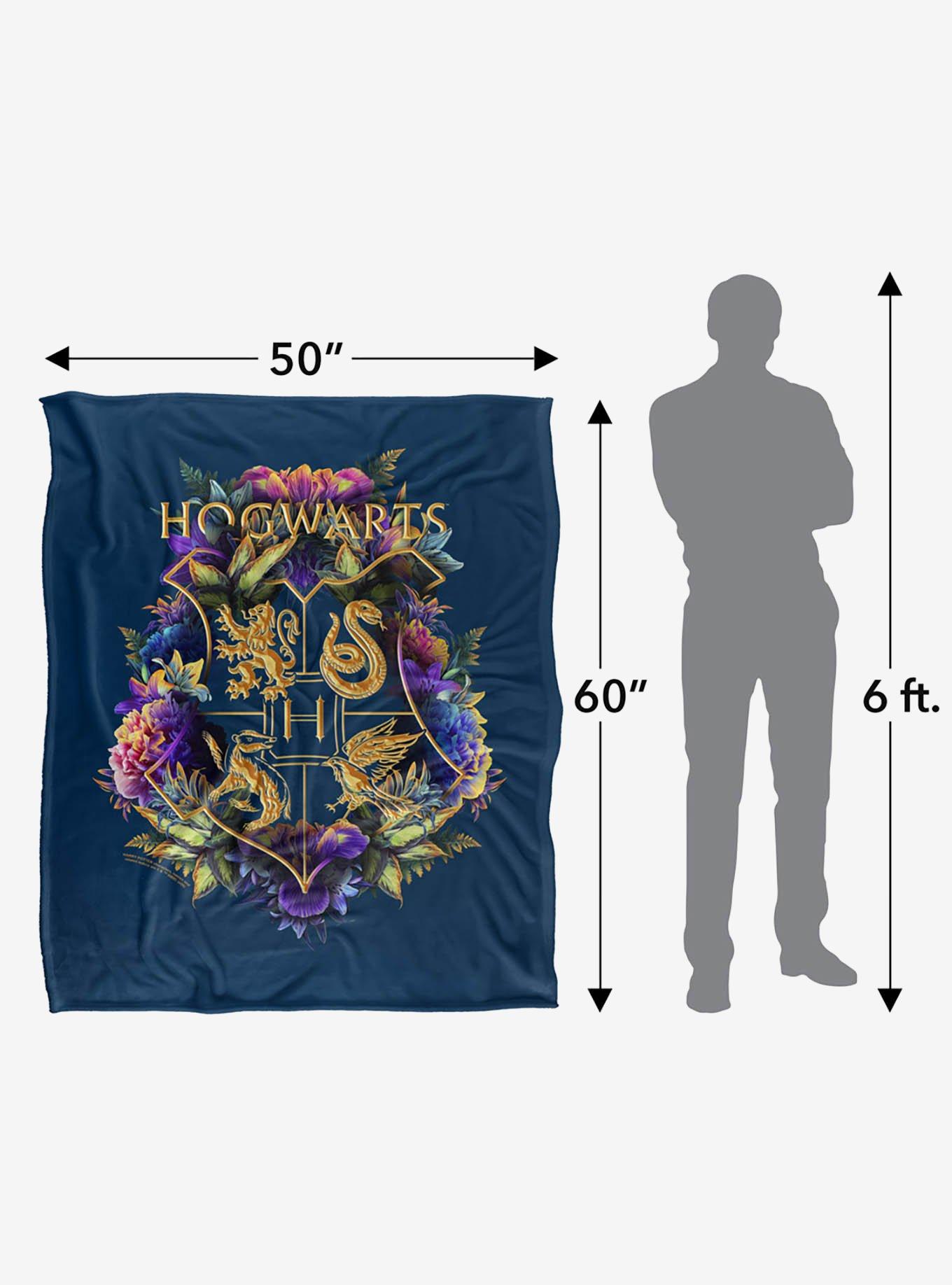 Harry Potter Hogwarts Floral Crest 50x60" Throw Blanket, , alternate