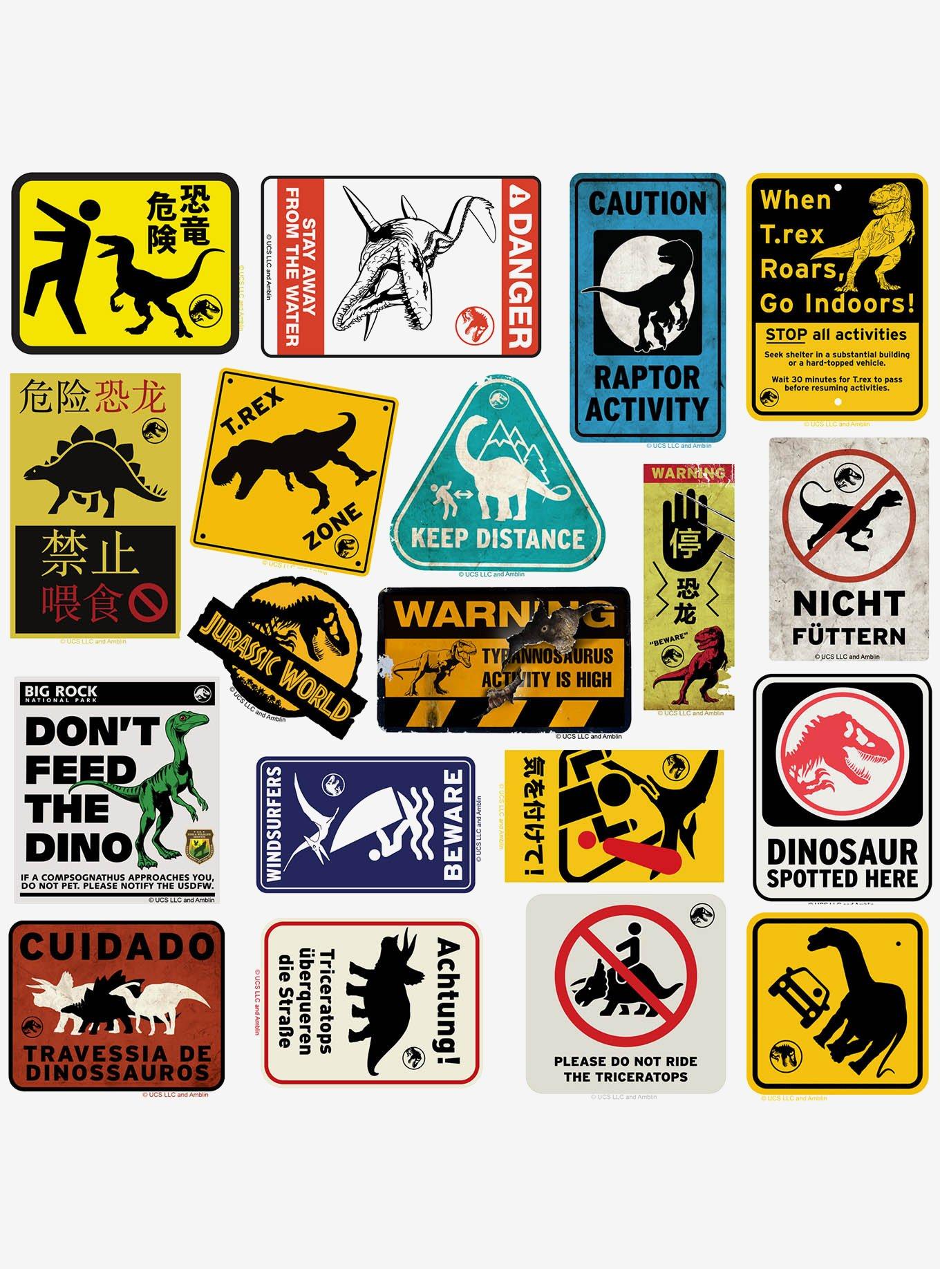 Jurassic World Caution Signs 100ct Vinyl Stickers Variety Pack, , alternate