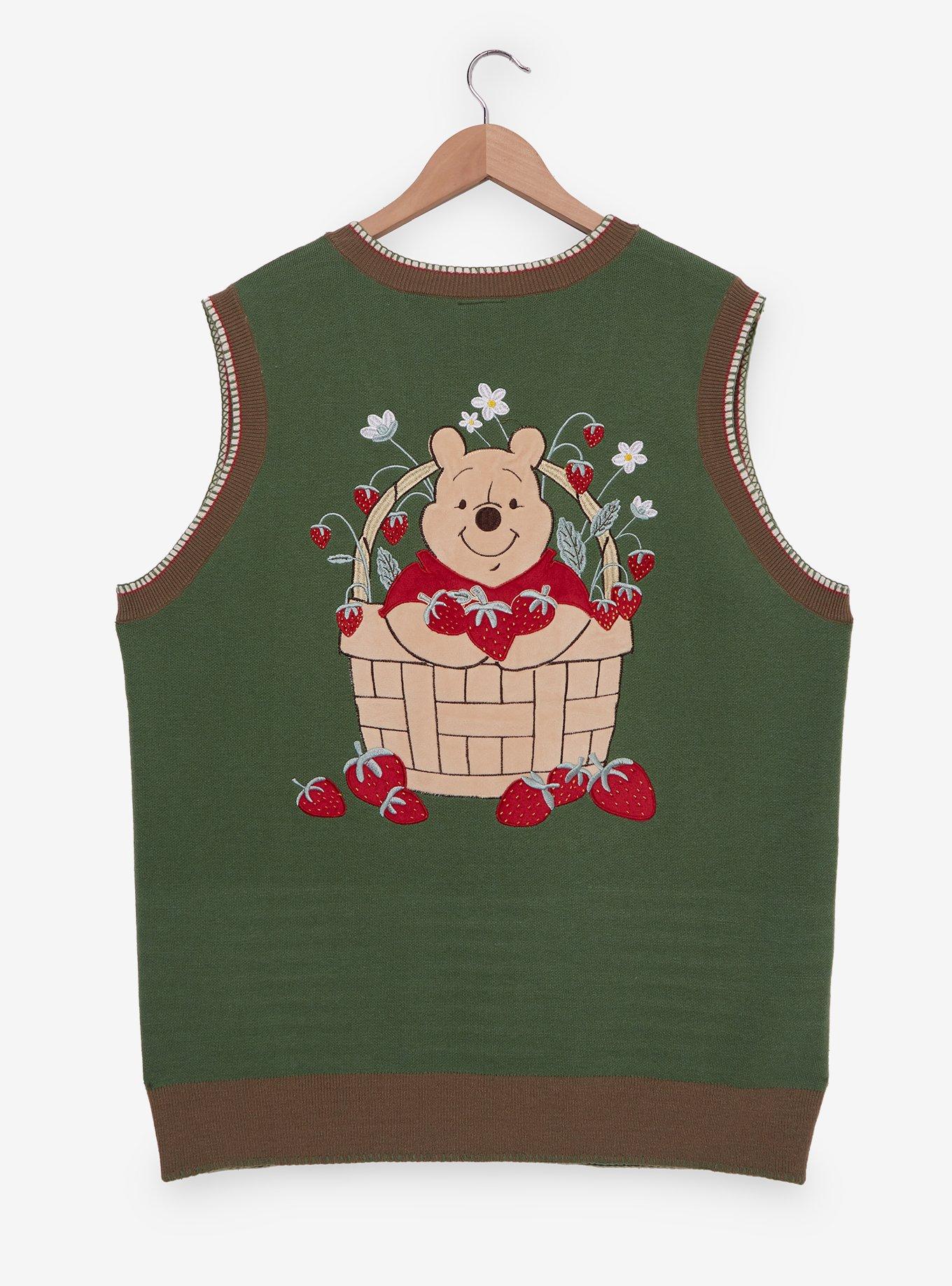 Disney Winnie the Pooh Strawberry Patchwork Women's Plus Sweater Vest