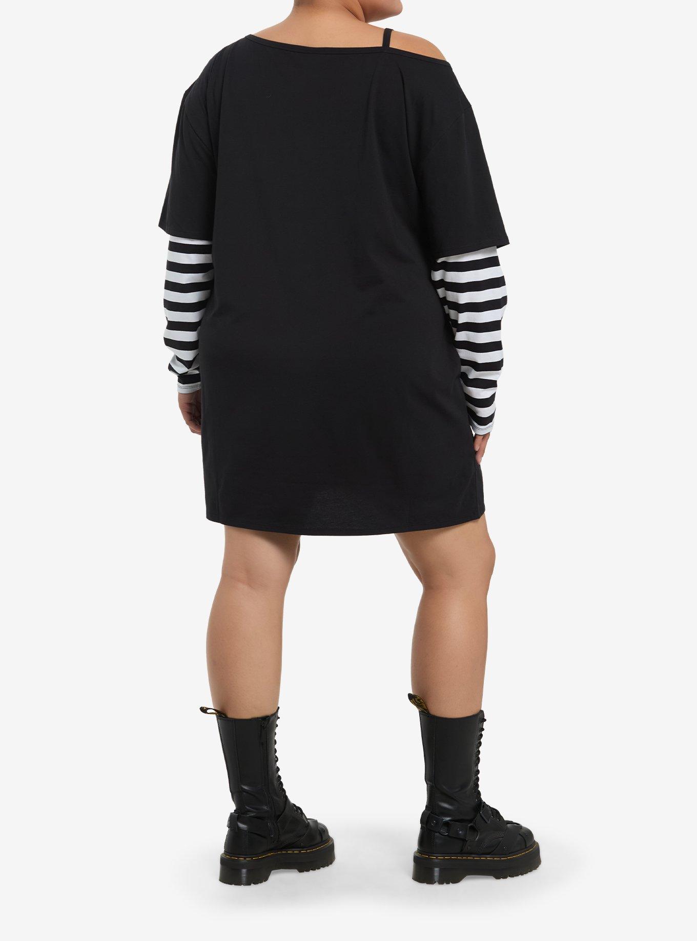 Her Universe The Nightmare Before Christmas Jack Long-Sleeve Twofer Dress Plus Size, BLACK  WHITE, alternate