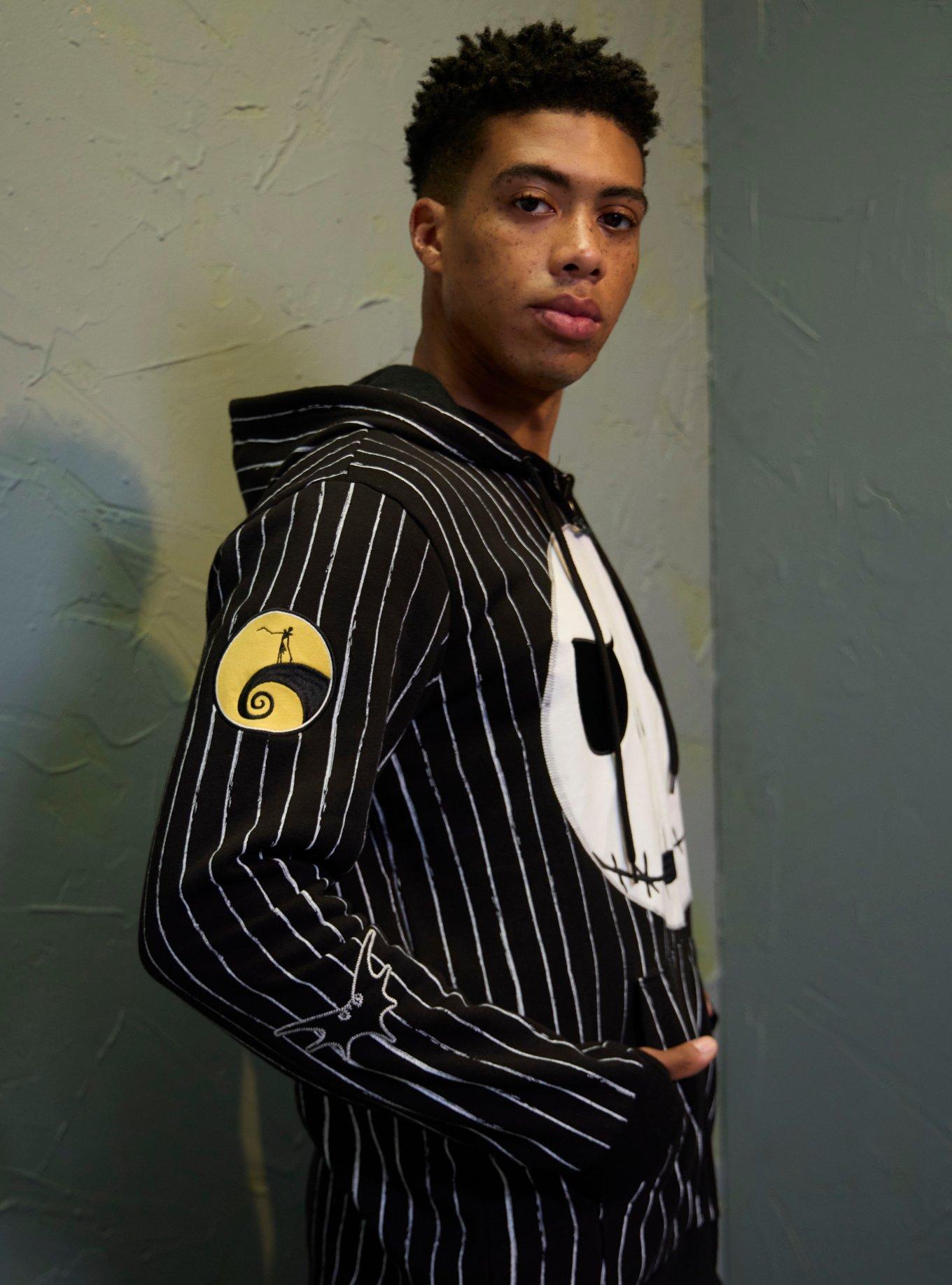 Our Universe The Nightmare Before Christmas Jack Stripe Hoodie, BLACK  WHITE, alternate