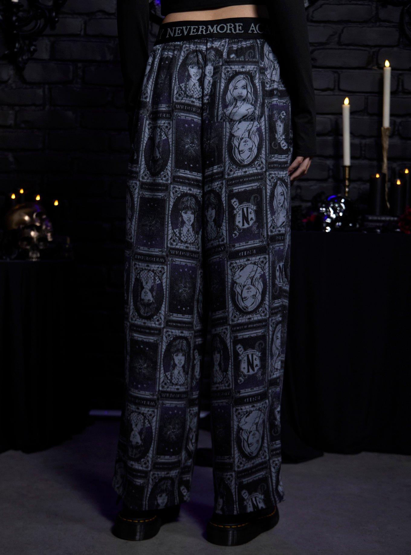 Wednesday Character Tarot Card Girls Pajama Pants, BLACK, alternate