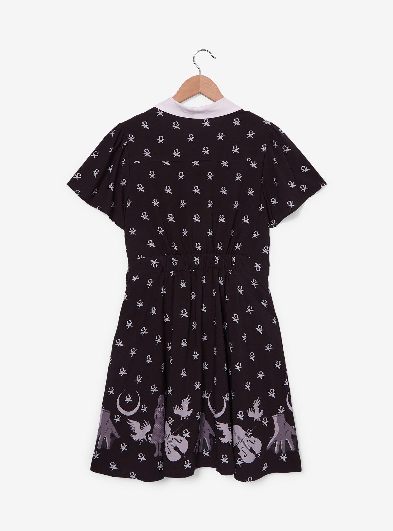 Wednesday Icons Collared Dress - BoxLunch Exclusive, BLACK, alternate